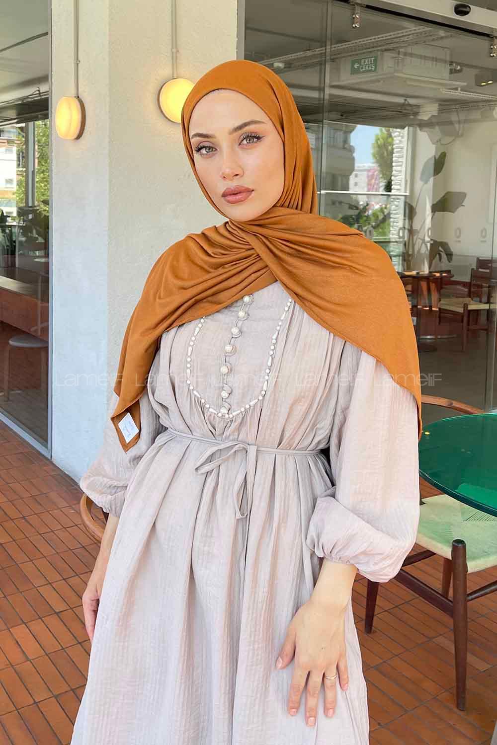 Lamelif Koyu Gold Penye Şal