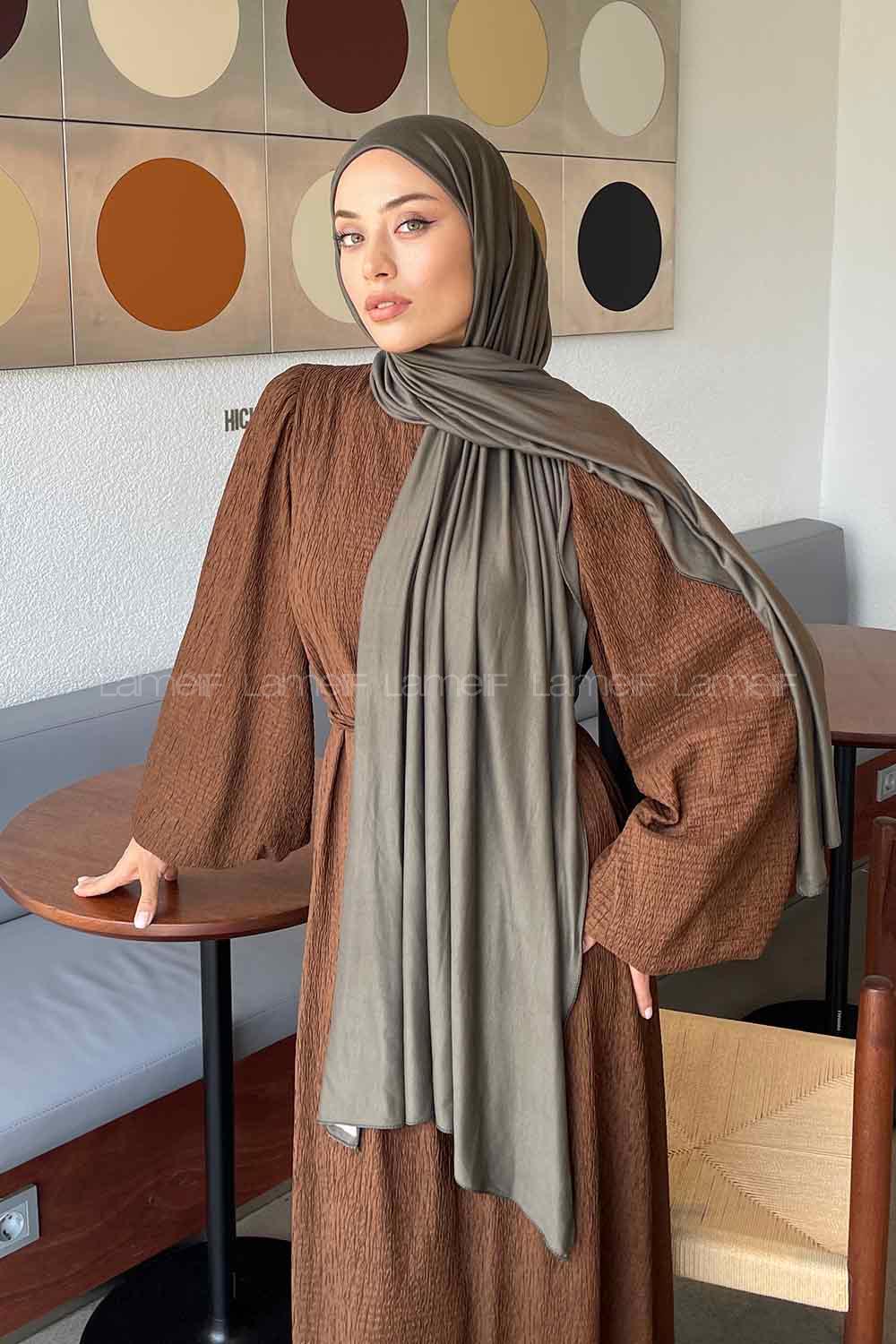 Lamelif Koyu Yeşil Penye Şal