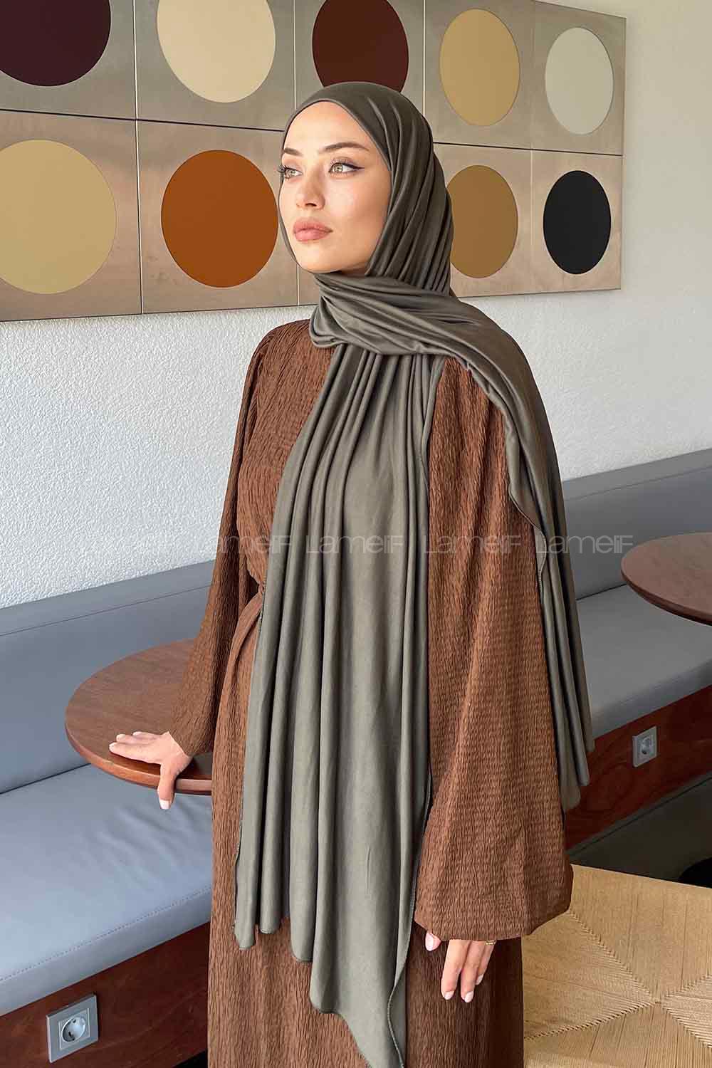 Lamelif Koyu Yeşil Penye Şal