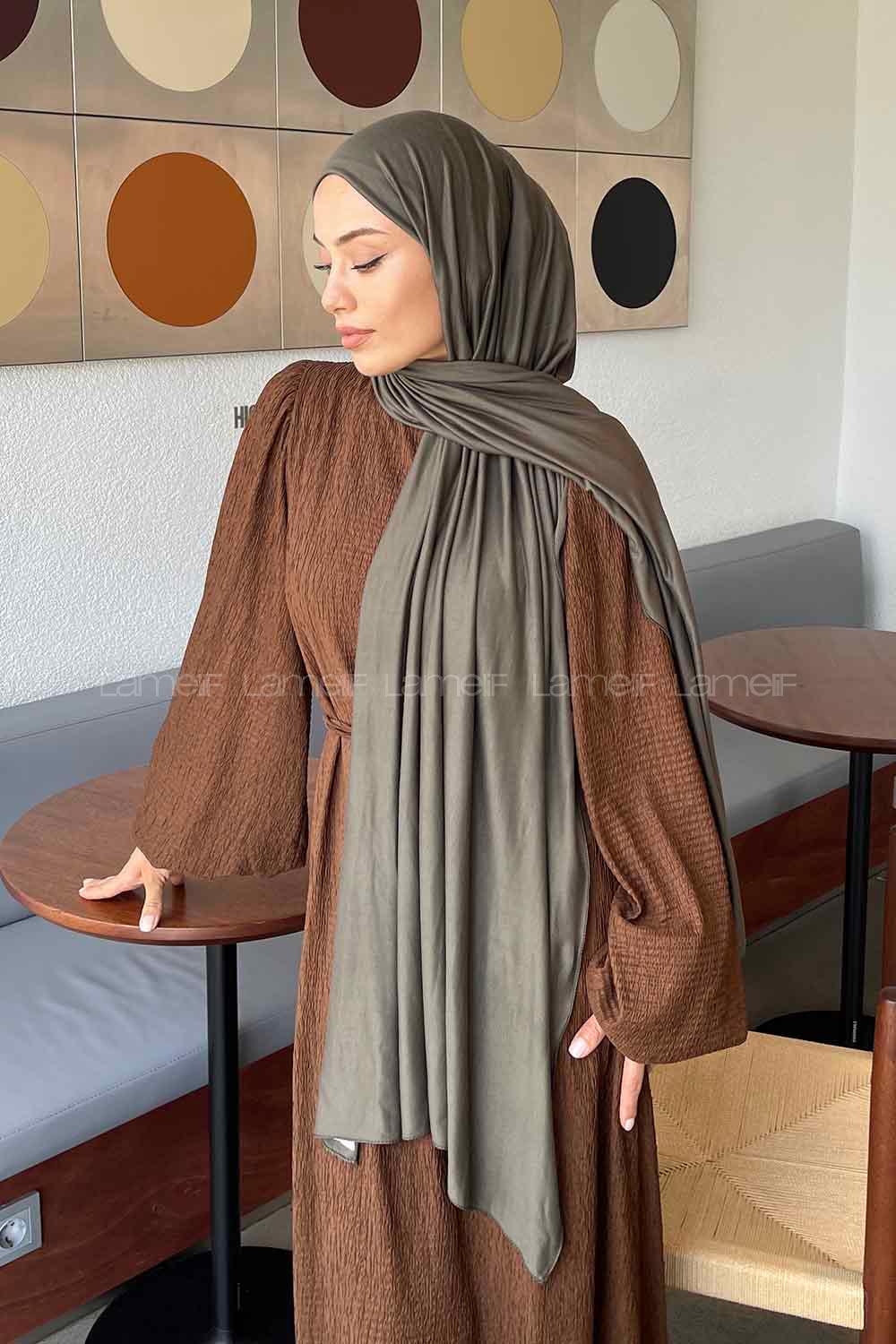 Lamelif Koyu Yeşil Penye Şal