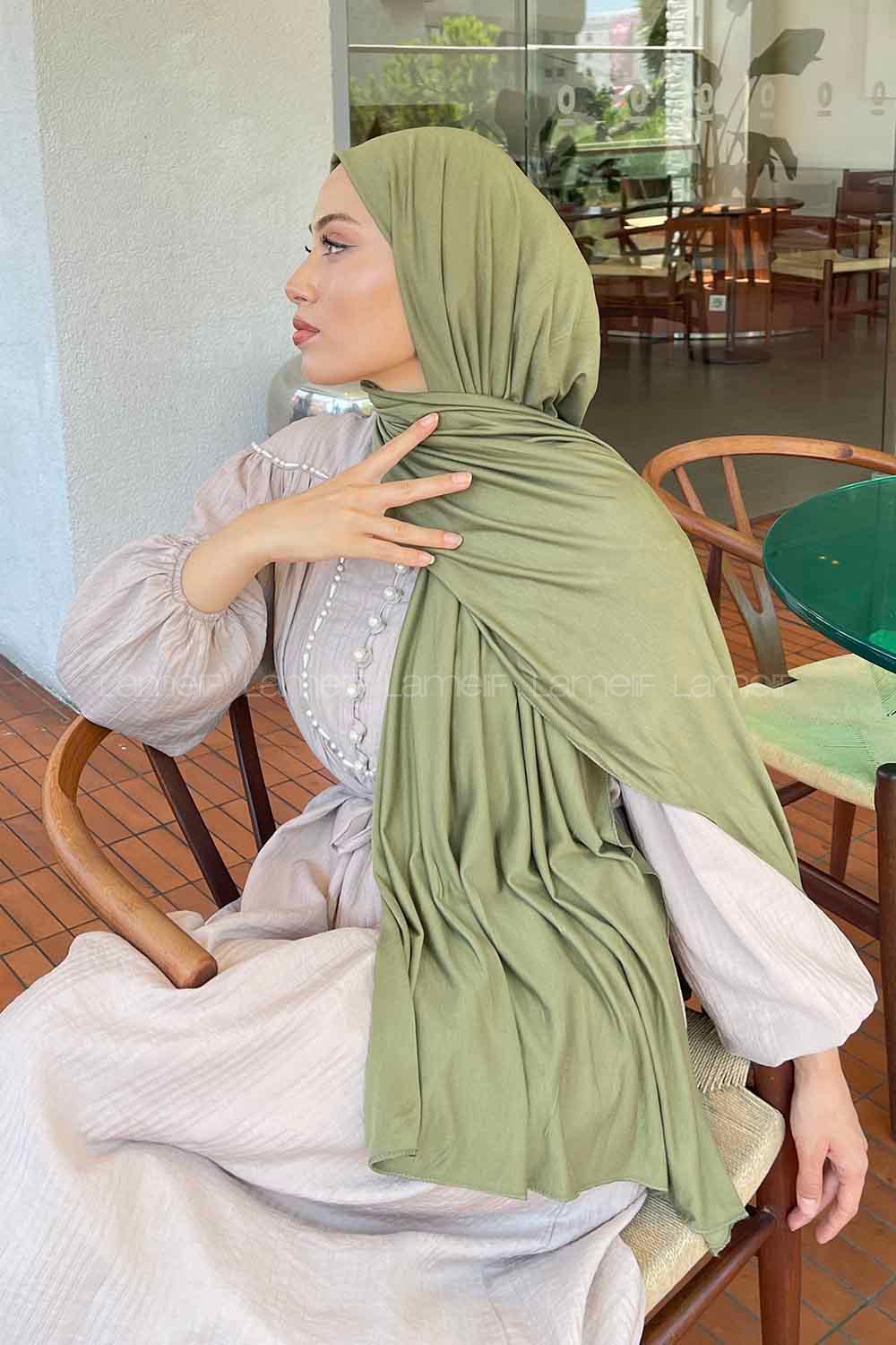 Lamelif Penye Şal Asker Yeşili
