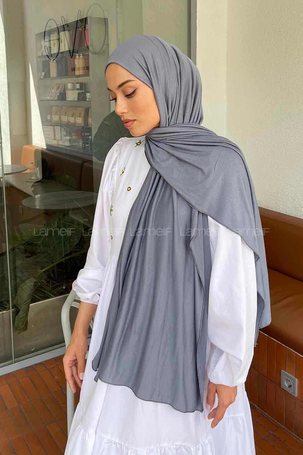 Lamelif Penye Şal Mavi-Gri