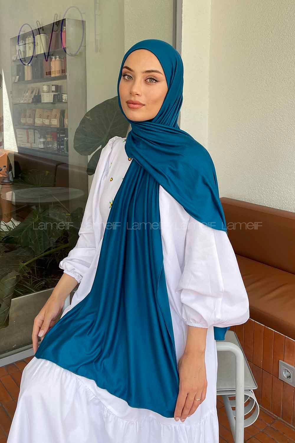 Lamelif Penye Şal Petrol Mavisi