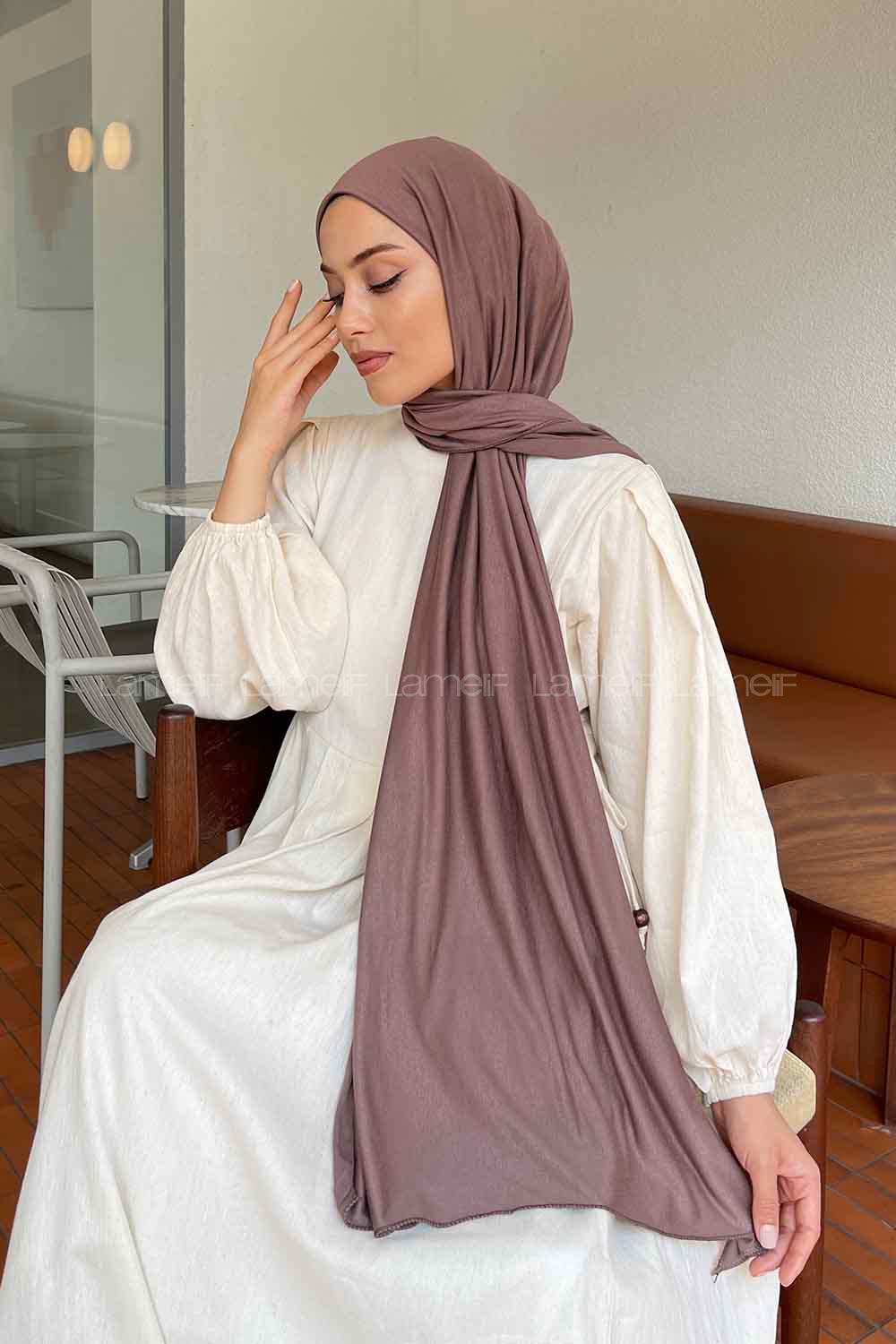 Lamelif Penye Şal Tozlu Kahve