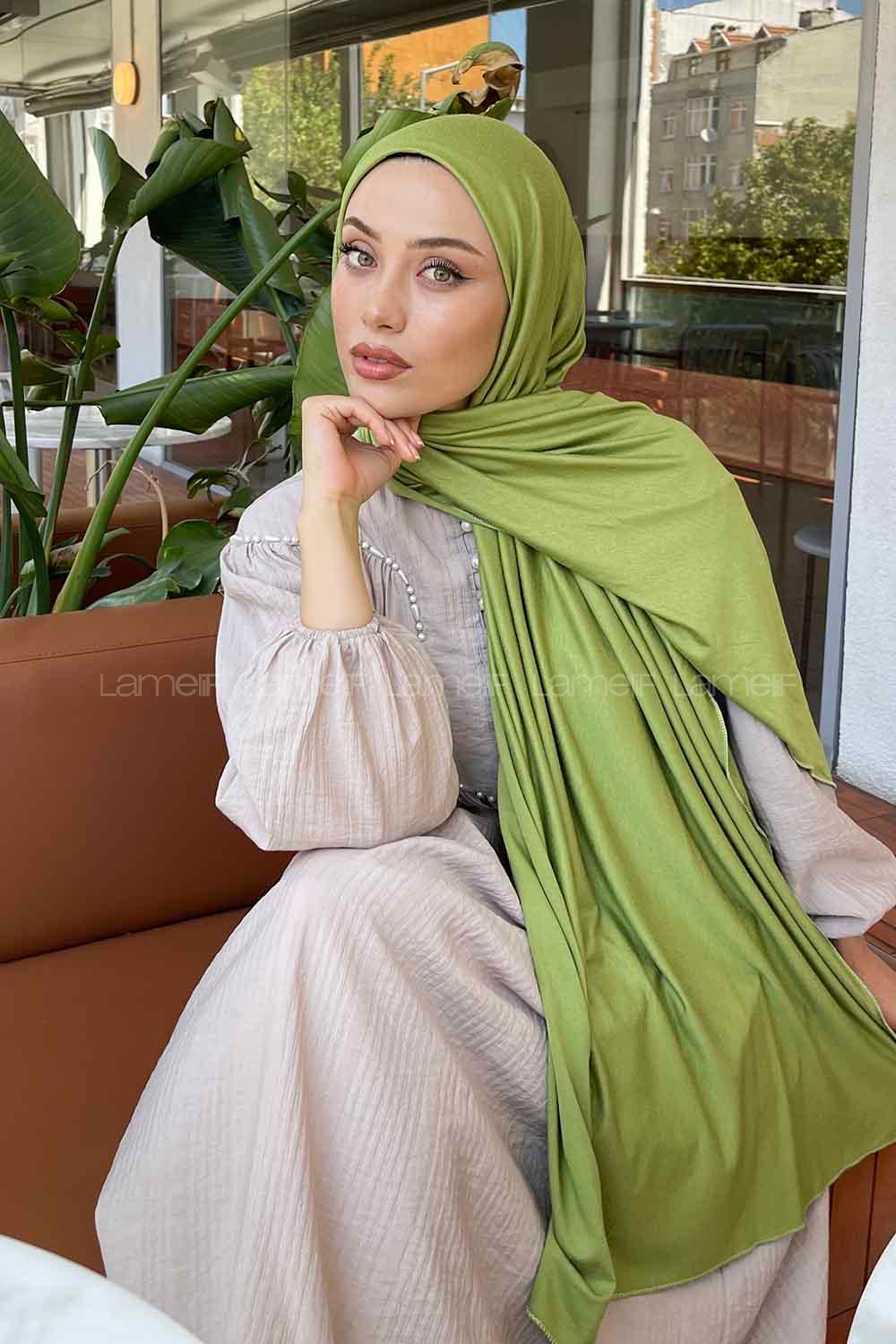 Lamelif Penye Şal Fıstık Yeşili