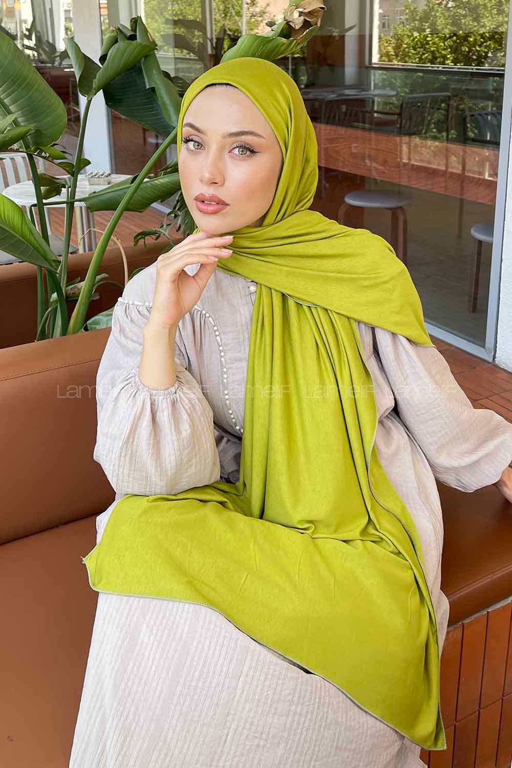 Lamelif Penye Şal Yağ Yeşili