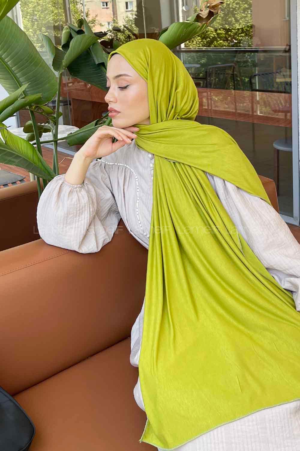 Lamelif Penye Şal Yağ Yeşili