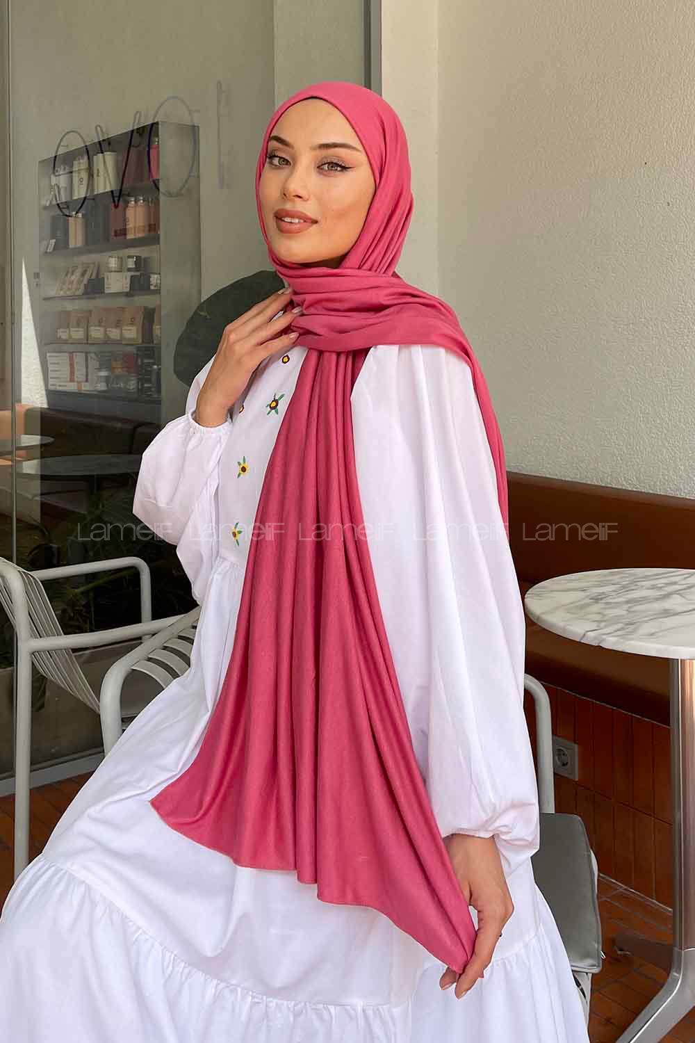 Lamelif Şeker Pembe Penye Şal