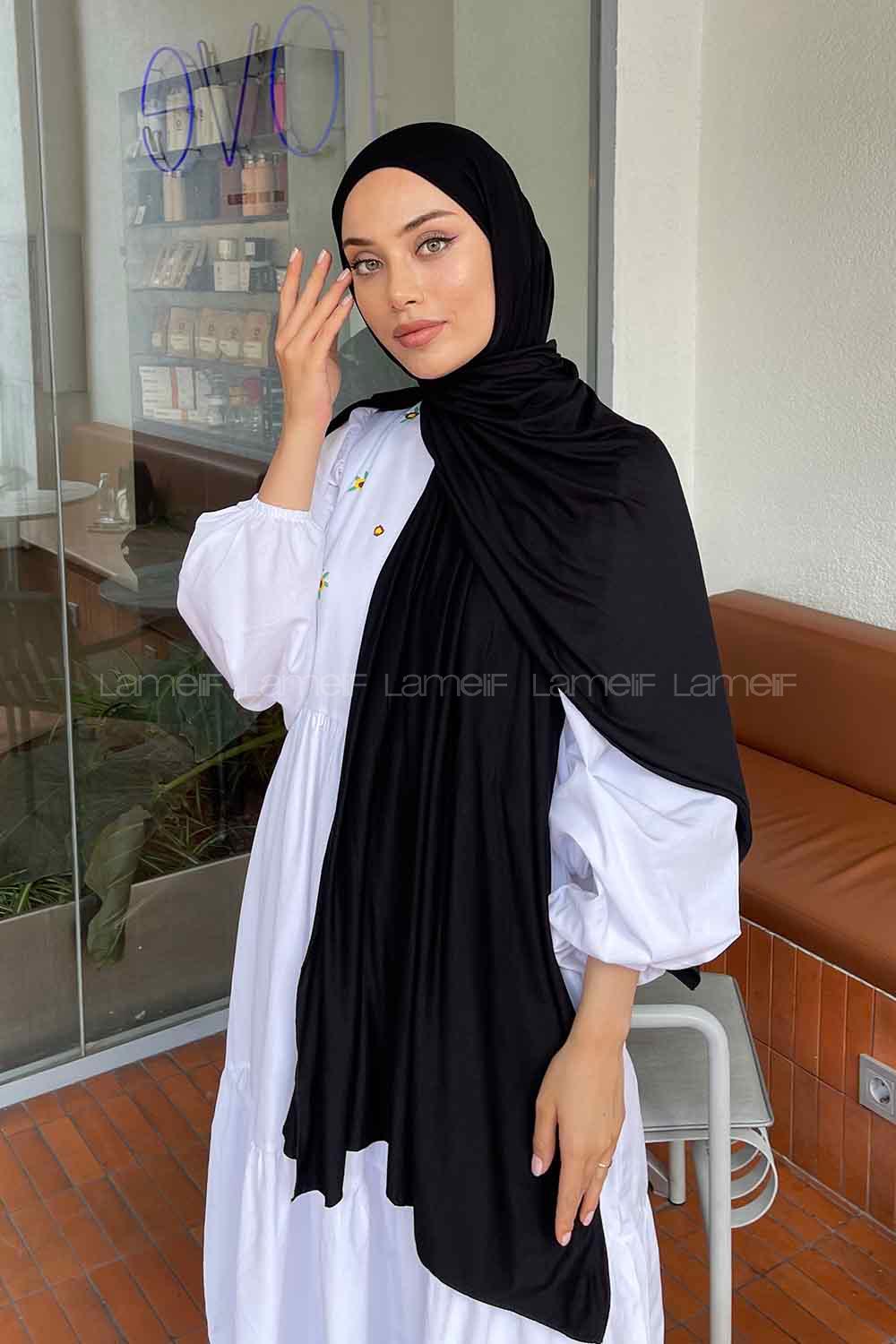 Lamelif Siyah Penye Şal