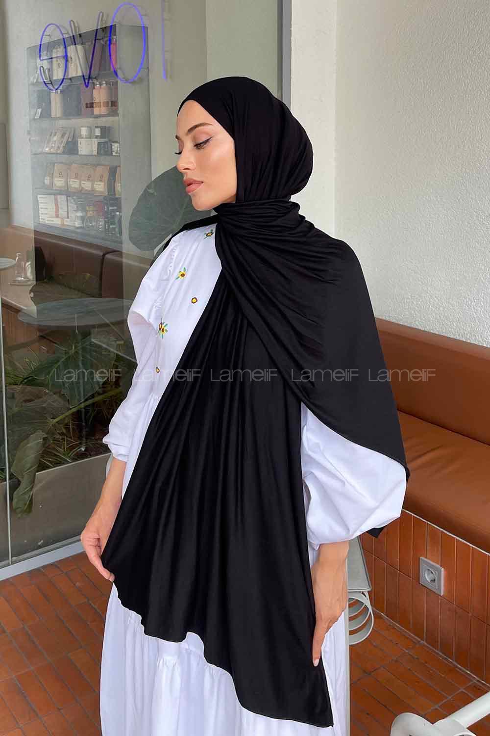 Lamelif Siyah Penye Şal