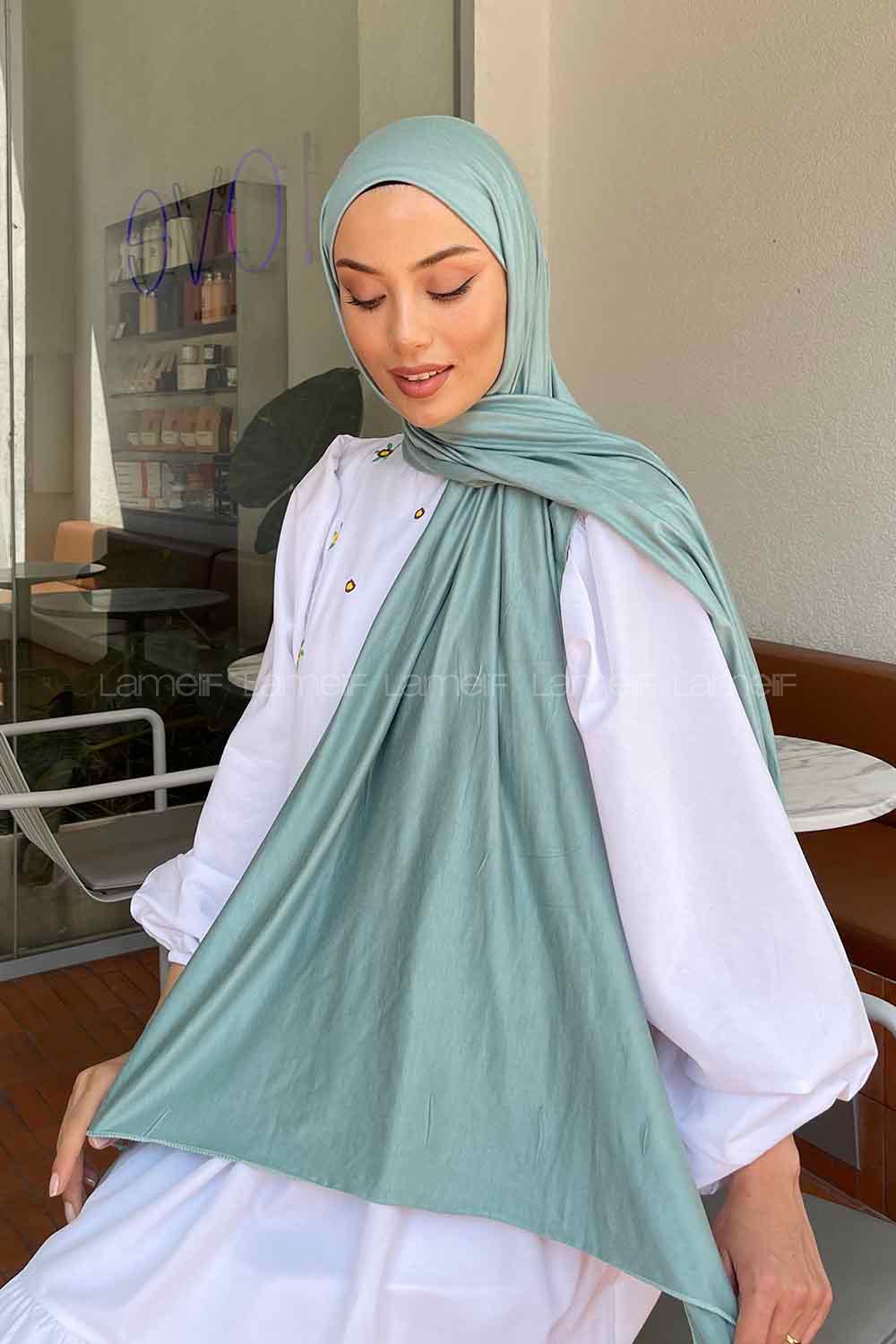 Lamelif Su Yeşili Penye Şal