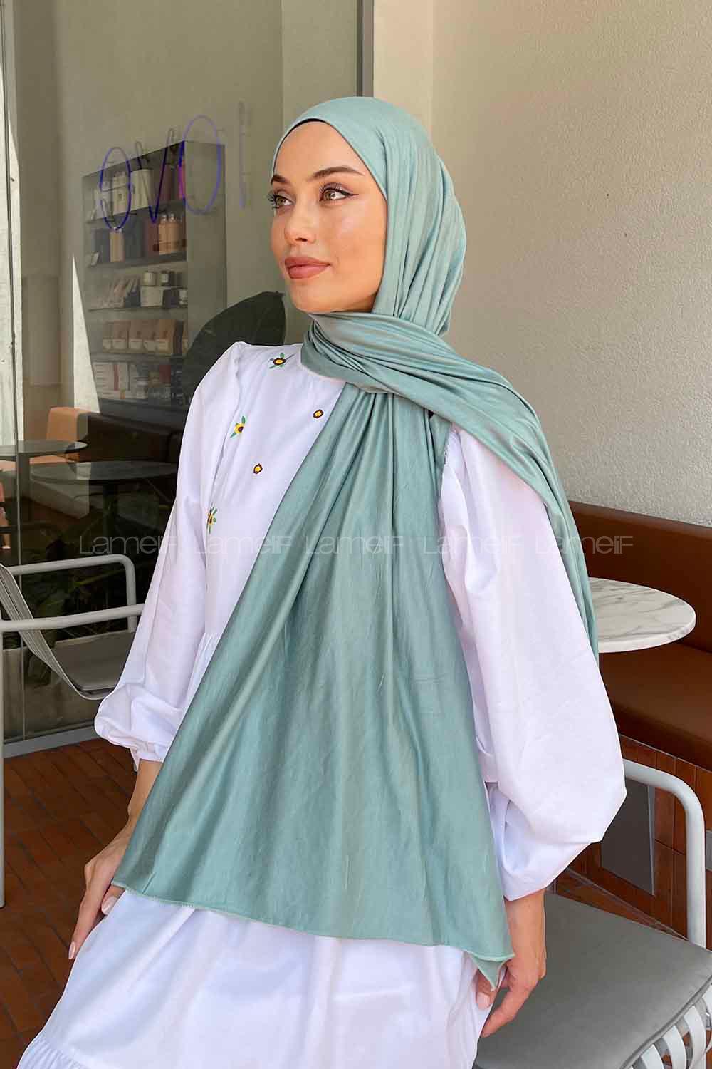 Lamelif Su Yeşili Penye Şal