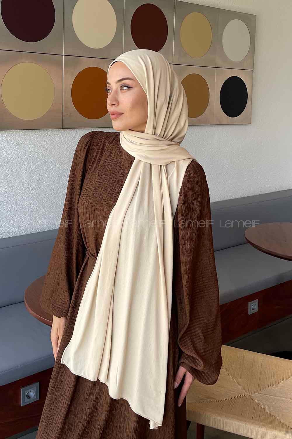 Modalamelif Açık Bej Penye Şal