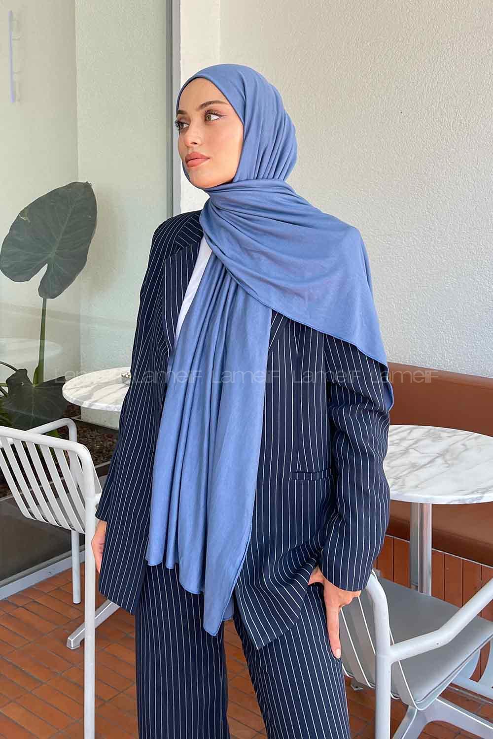 Lamelif Gök Mavi Penye Şal