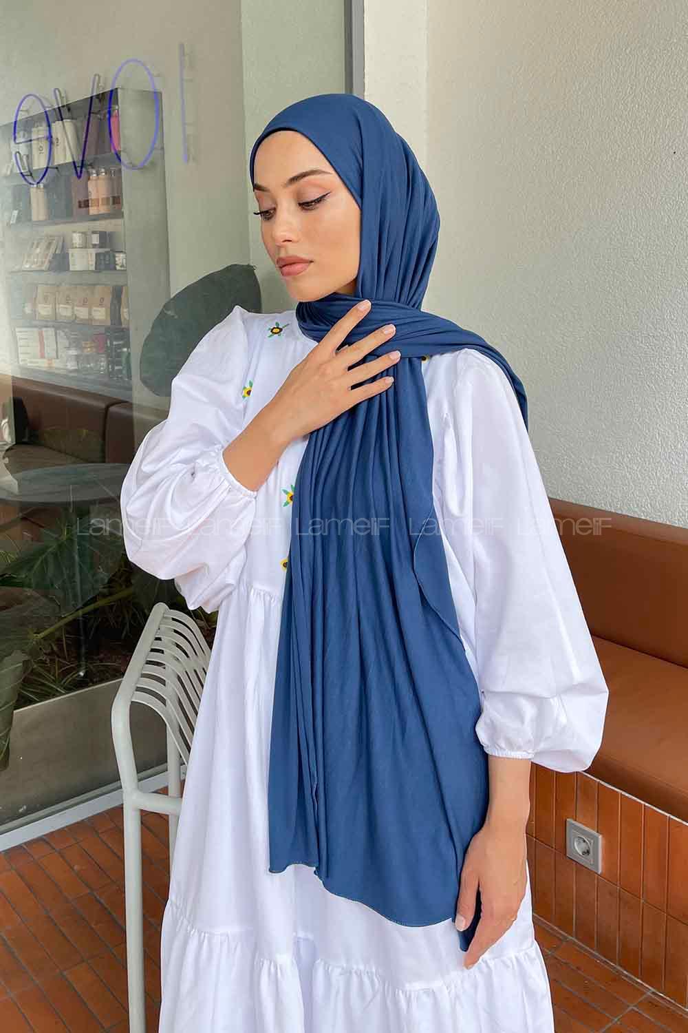 Lamelif İndigo Penye Şal