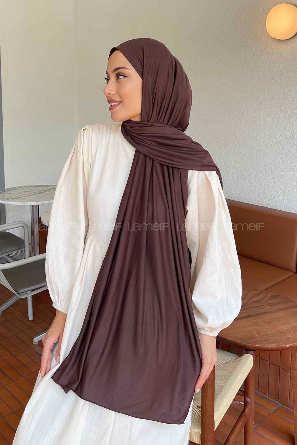 Lamelif Kahve Çekirdeği Penye Şal