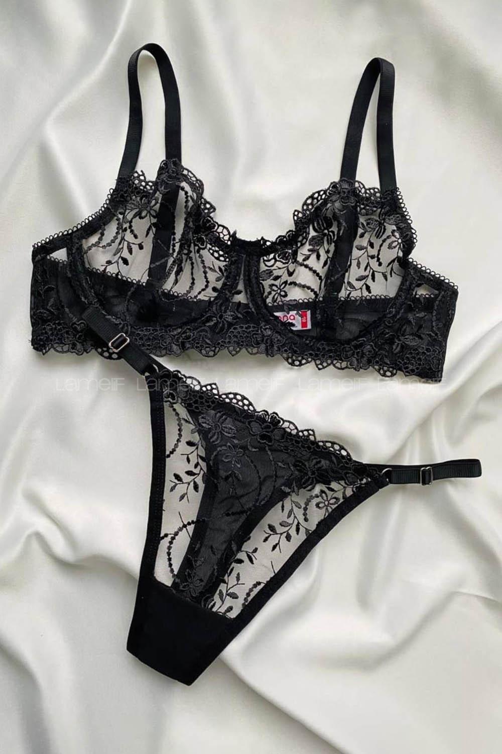 Lamelif Brode Tül Dantelli Nakışlı Takım