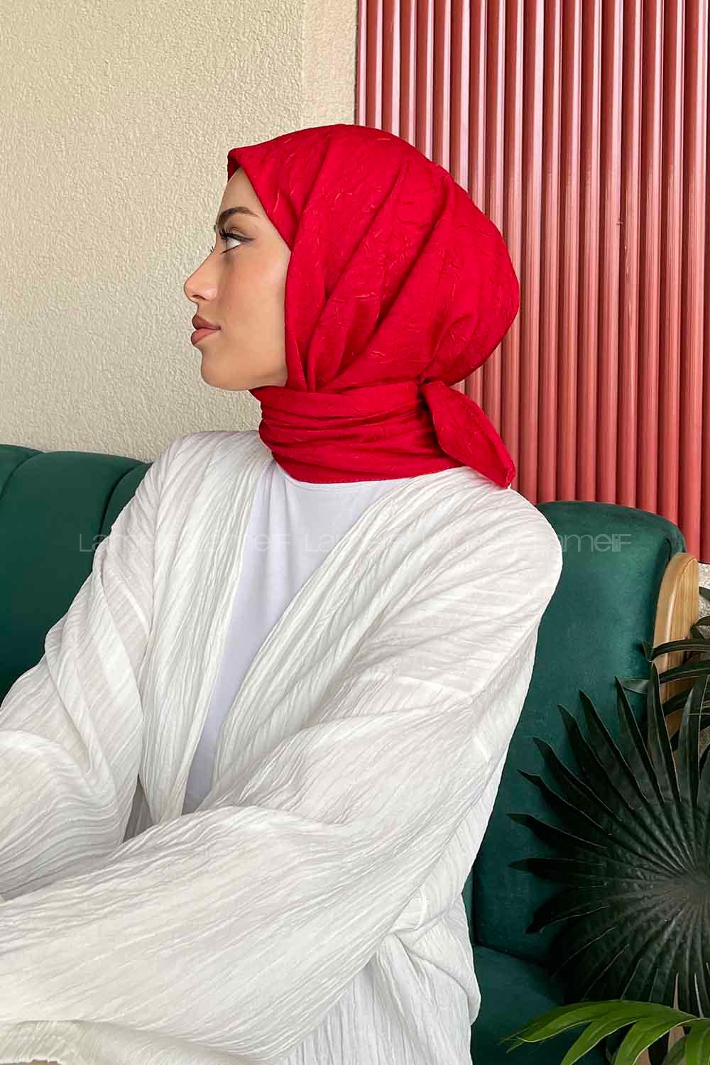 Lamelif Bambu Eşarp Kırmızı