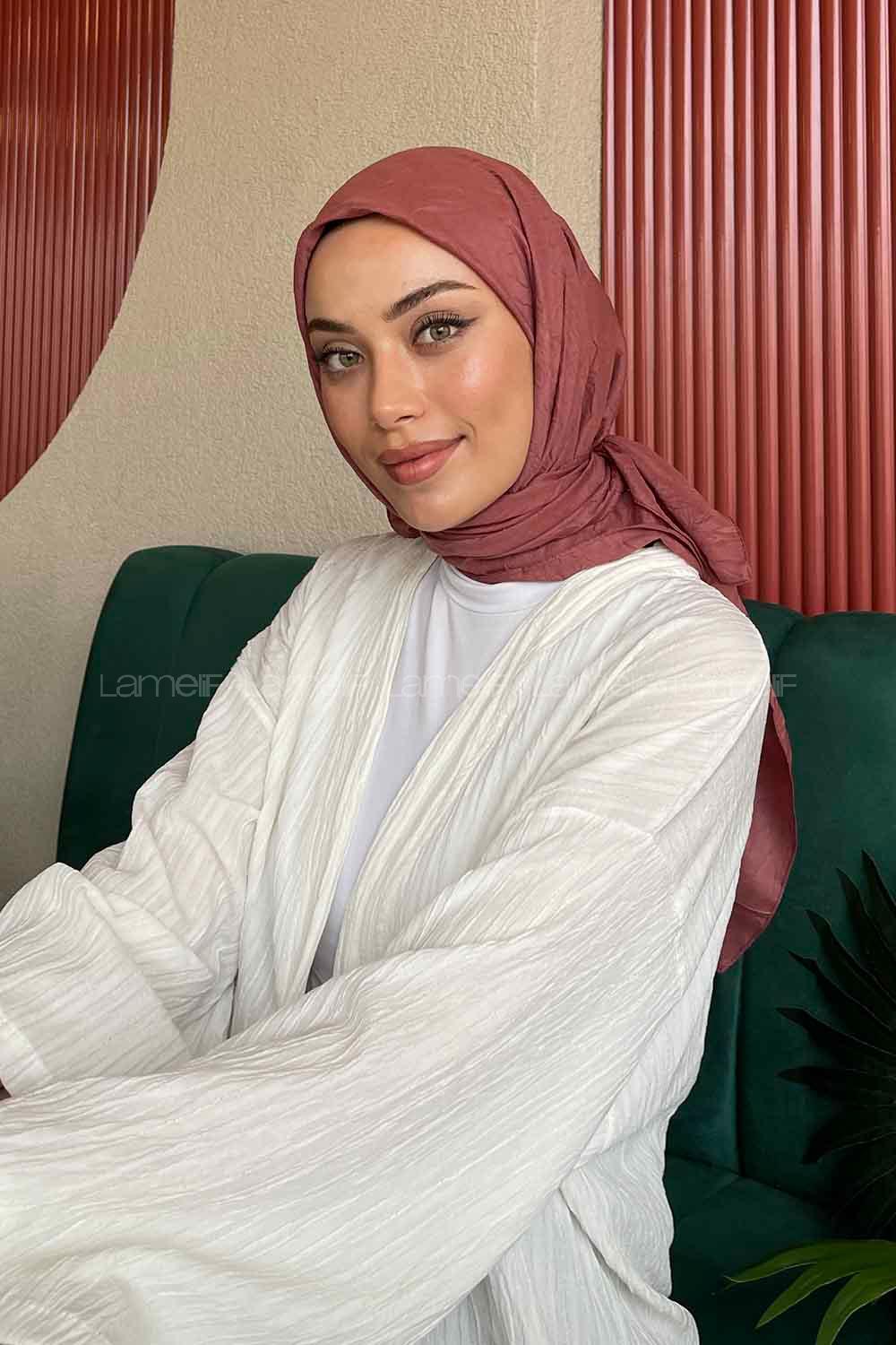 Lamelif Bambu Eşarp Koyu Pudra