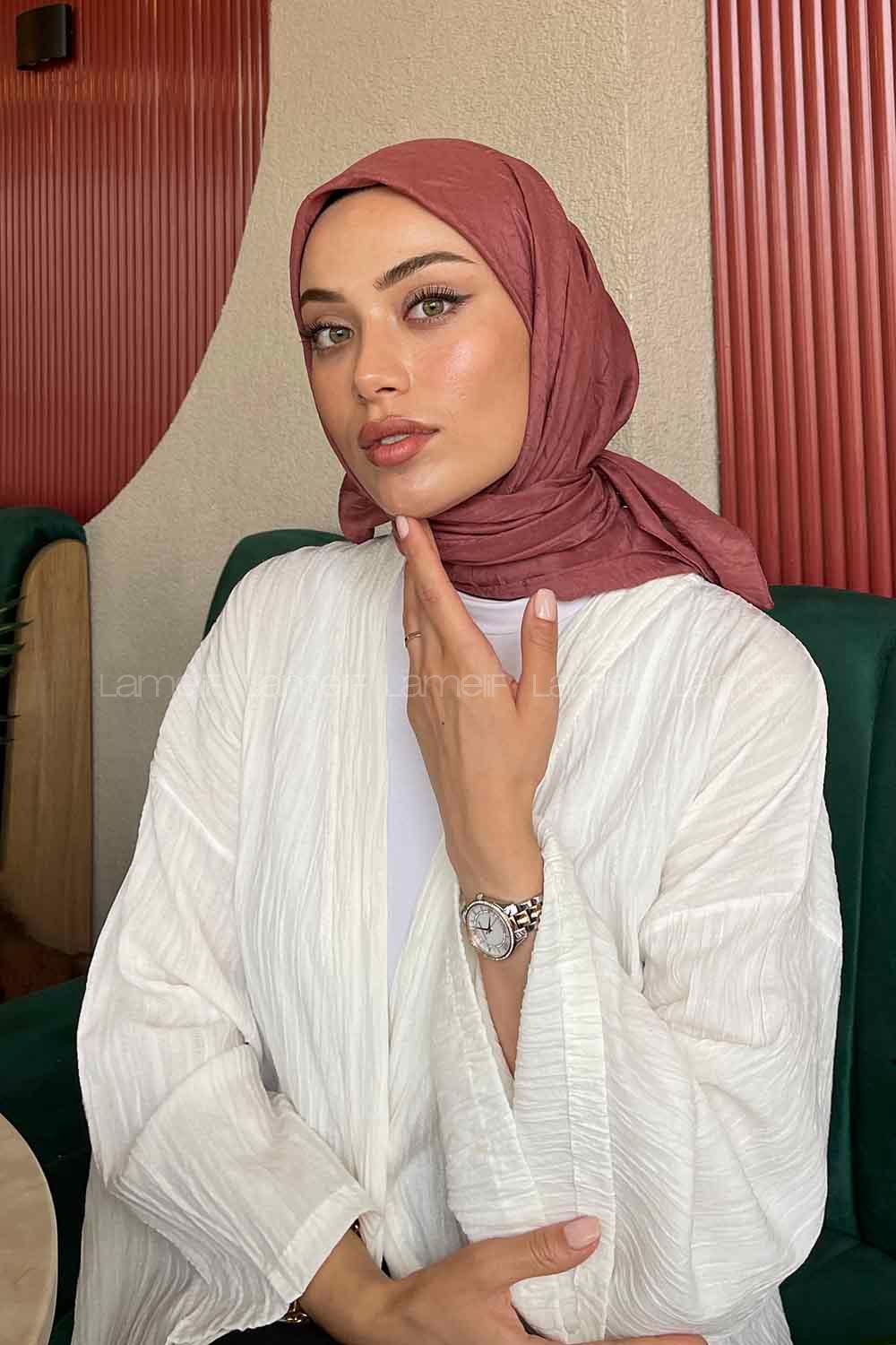 Lamelif Bambu Eşarp Koyu Pudra