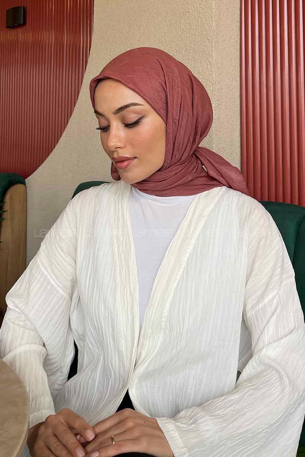 Lamelif Bambu Eşarp Koyu Pudra