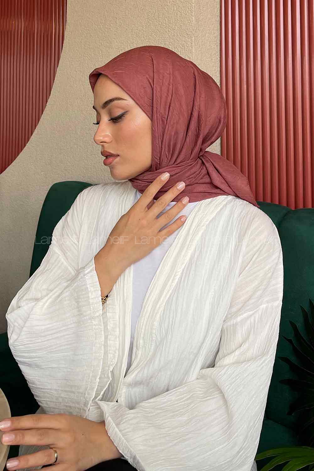 Lamelif Bambu Eşarp Koyu Pudra