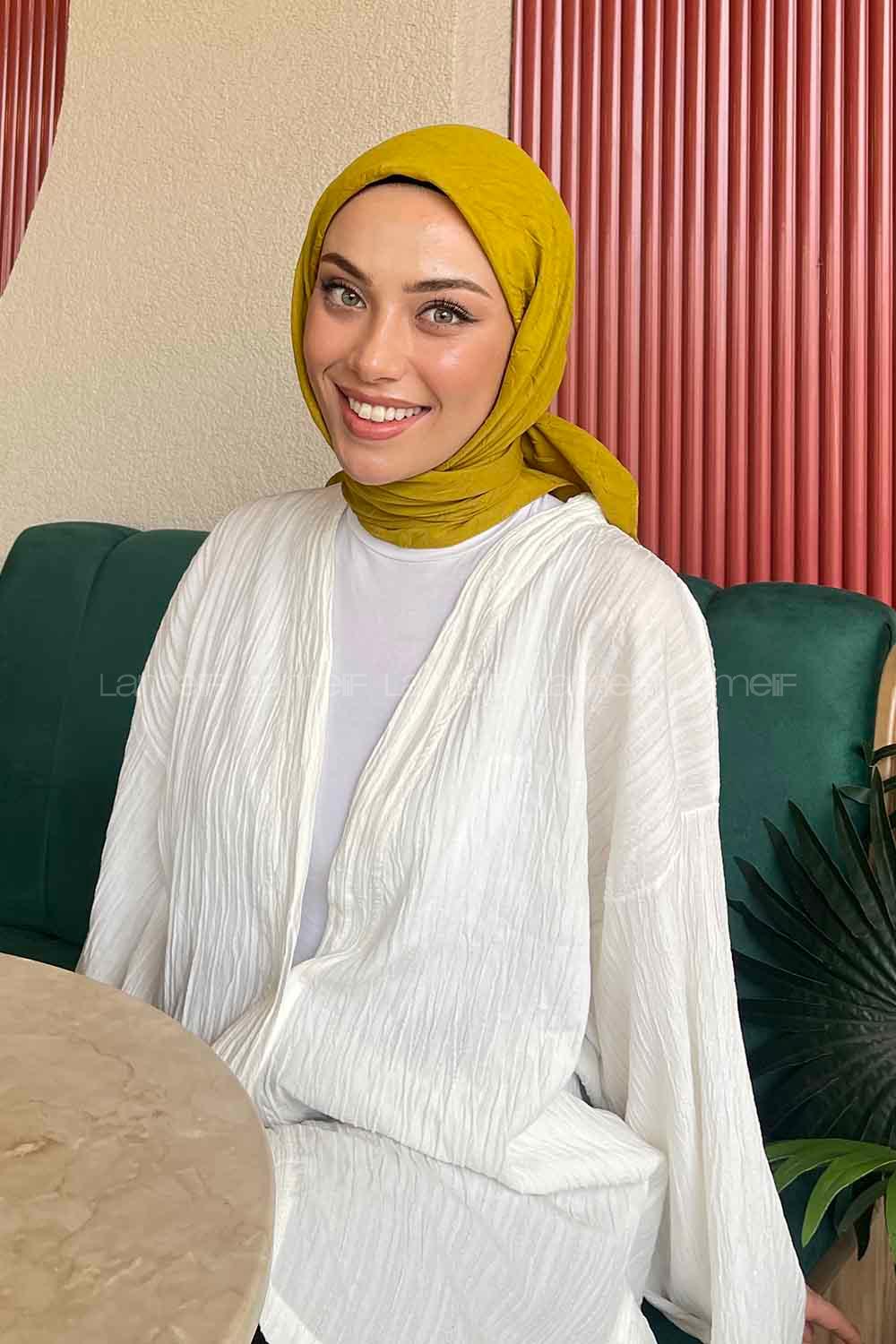 Lamelif Bambu Eşarp Yağ Yeşili