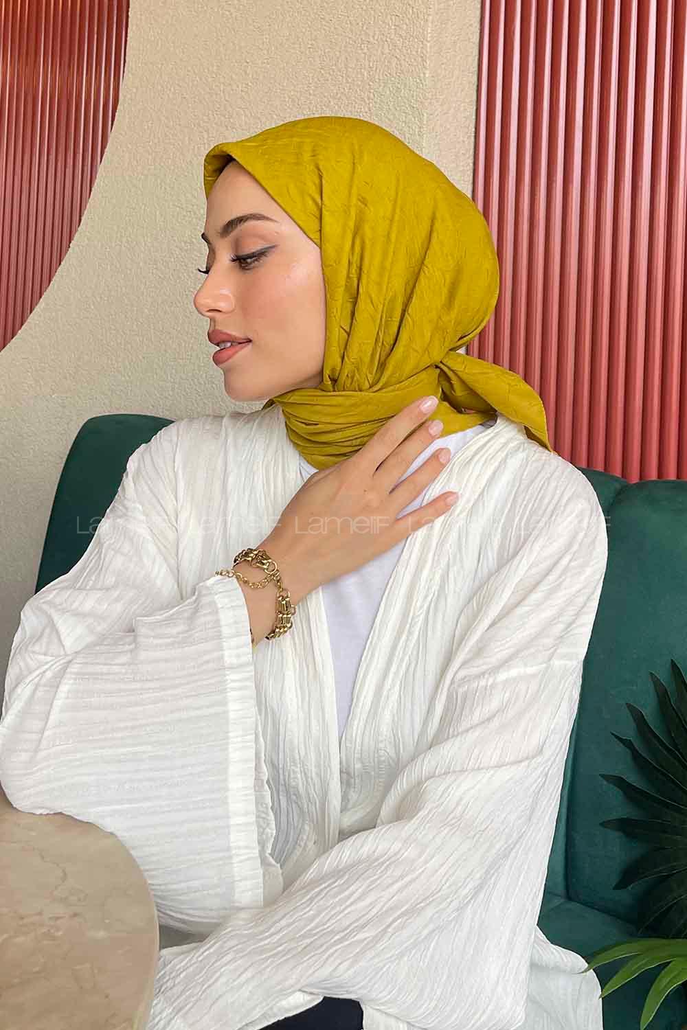 Lamelif Bambu Eşarp Yağ Yeşili