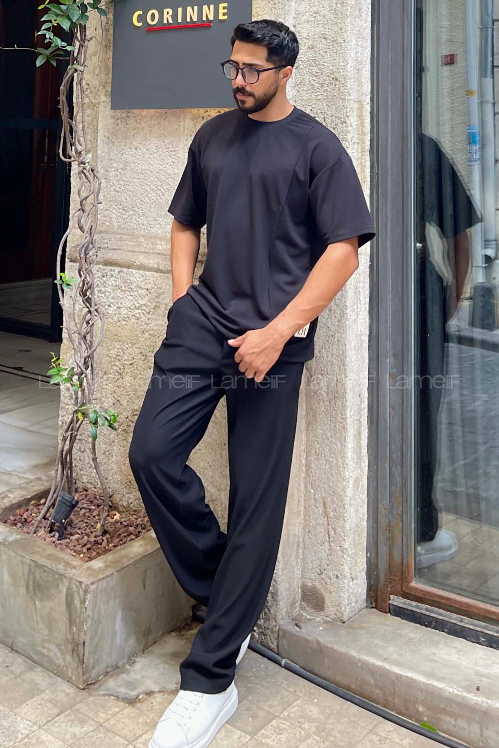 Lamelif Basic Regular Fit Bisiklet Yaka Tişört Siyah