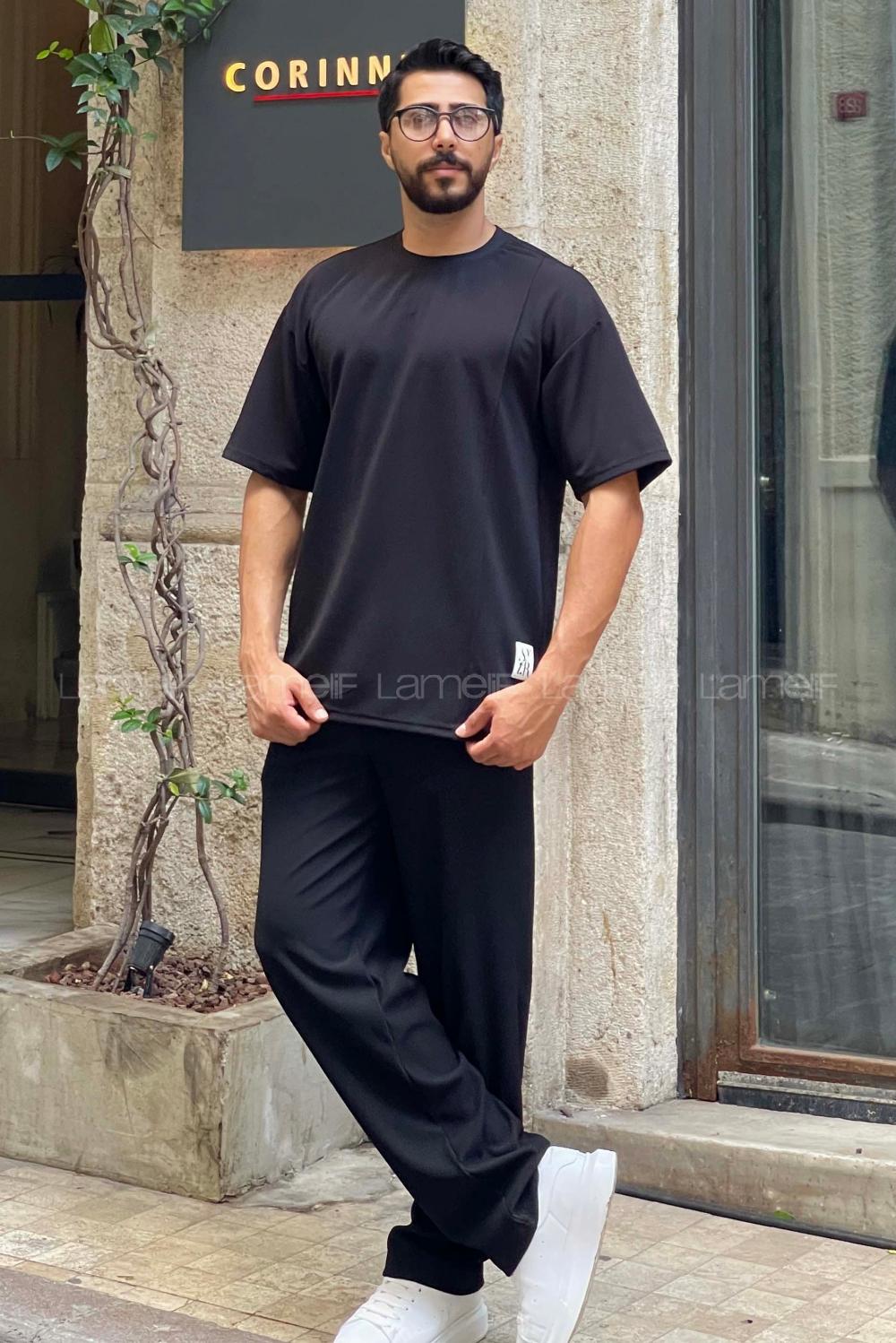 Lamelif Basic Regular Fit Bisiklet Yaka Tişört Siyah