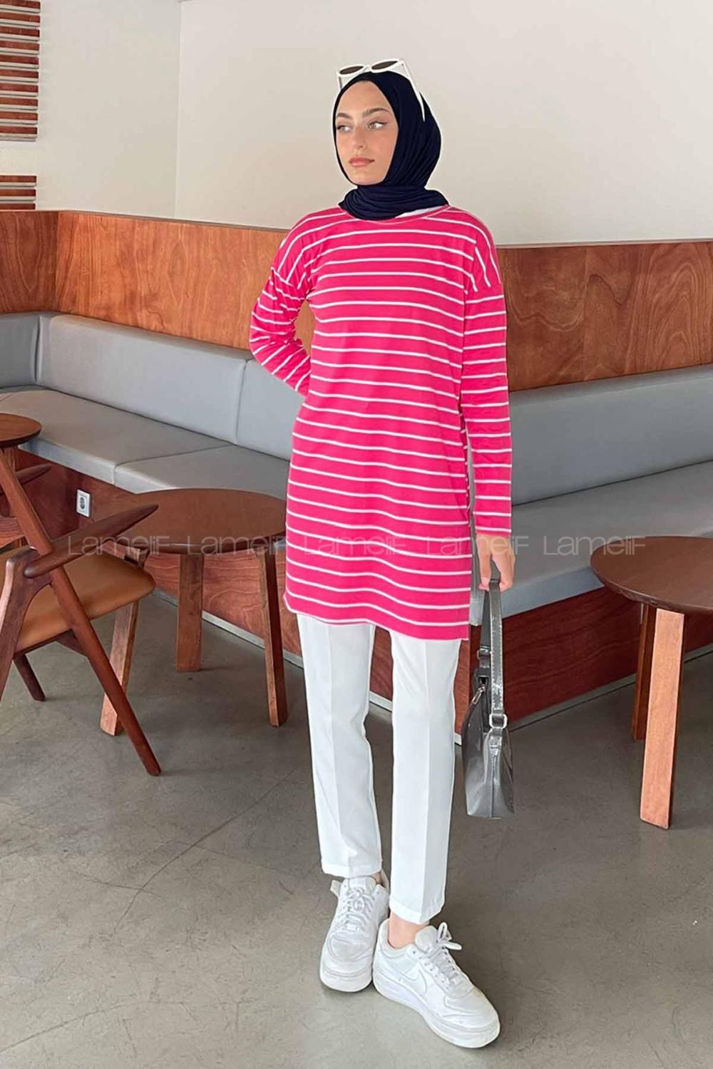 Fuchsia Crew Neck Tunic