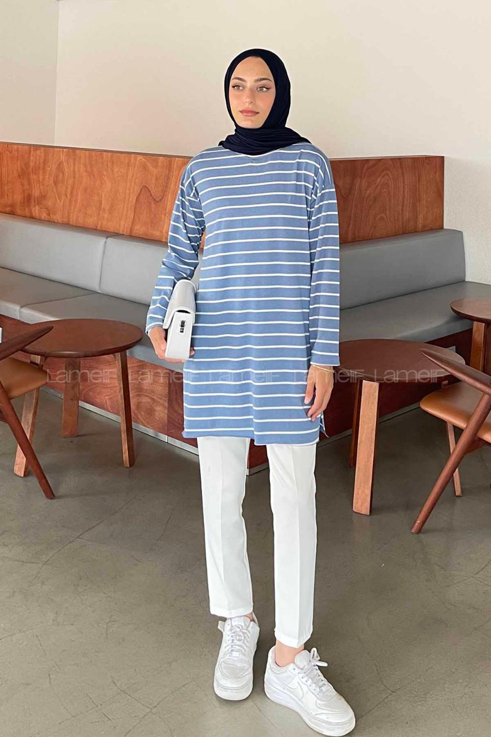 Dark Blue Crew Neck Tunic