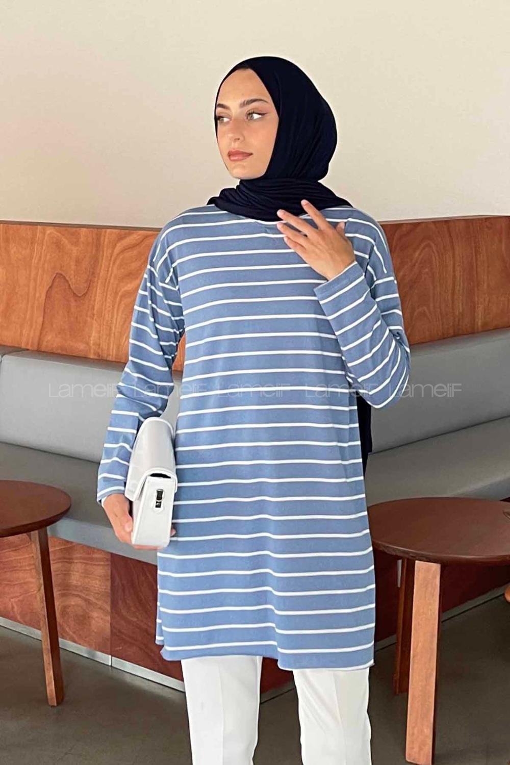 Dark Blue Crew Neck Tunic