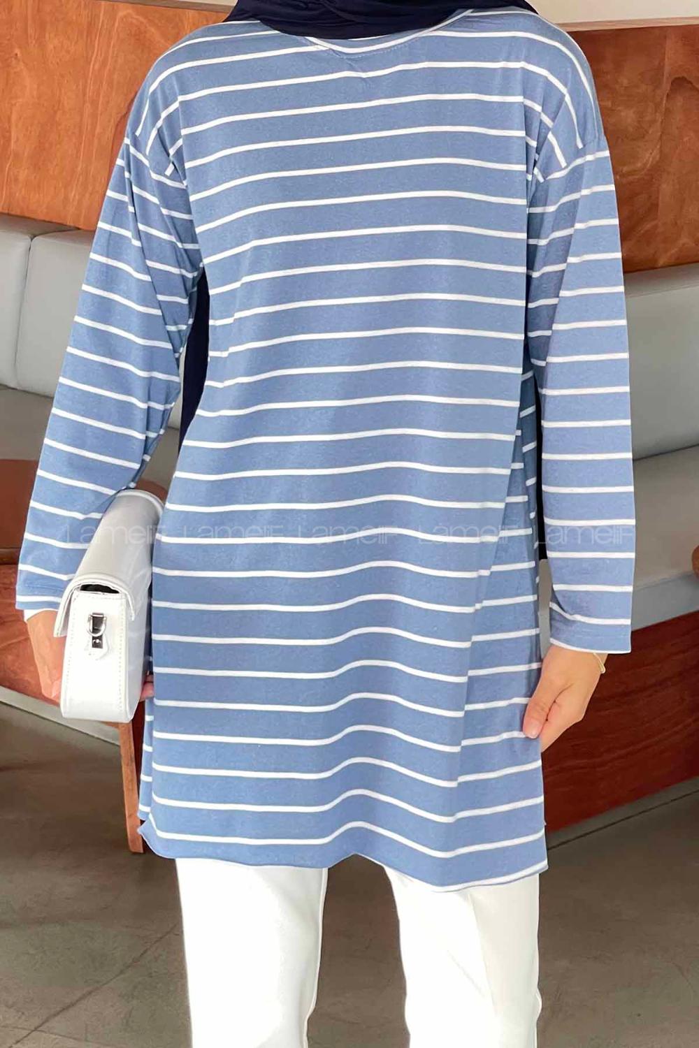 Dark Blue Crew Neck Tunic