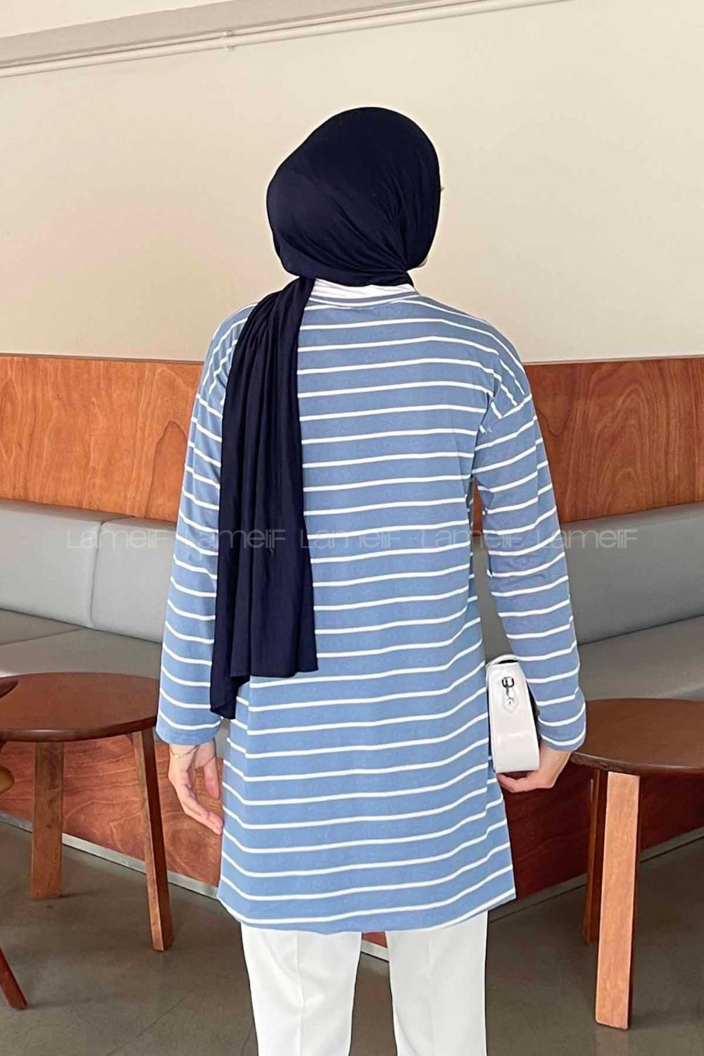 Dark Blue Crew Neck Tunic