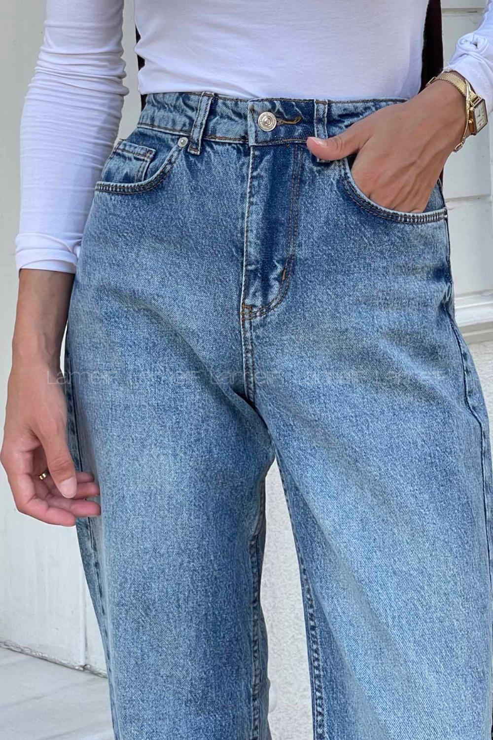 Lamelif Kesik Paça Straight Jean Kar Yıkama