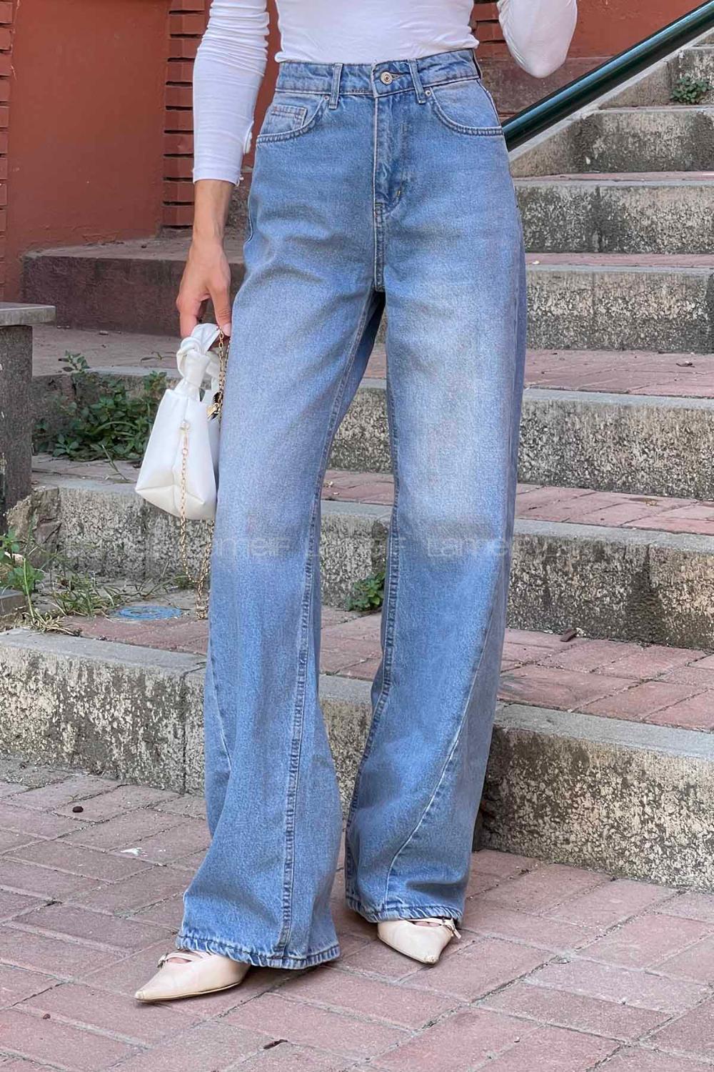 Lamelif Yan Parçalı Baggy Jean Tint