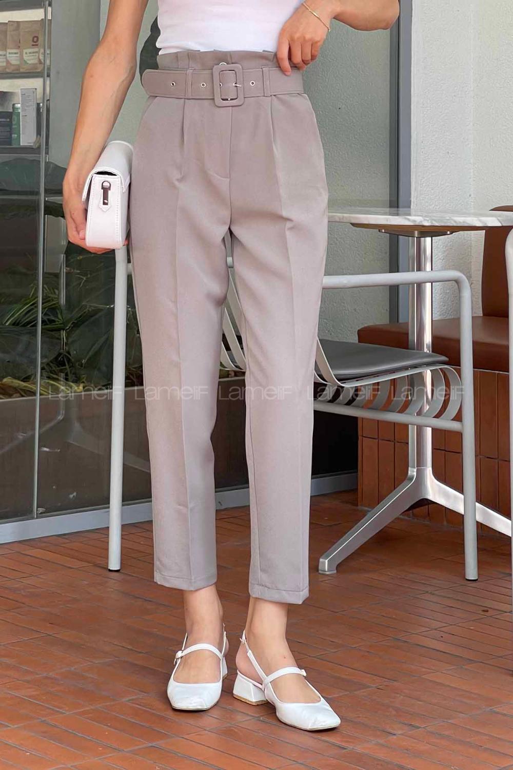 Smoked Cotton Fabric High Waist Comfortable Pants