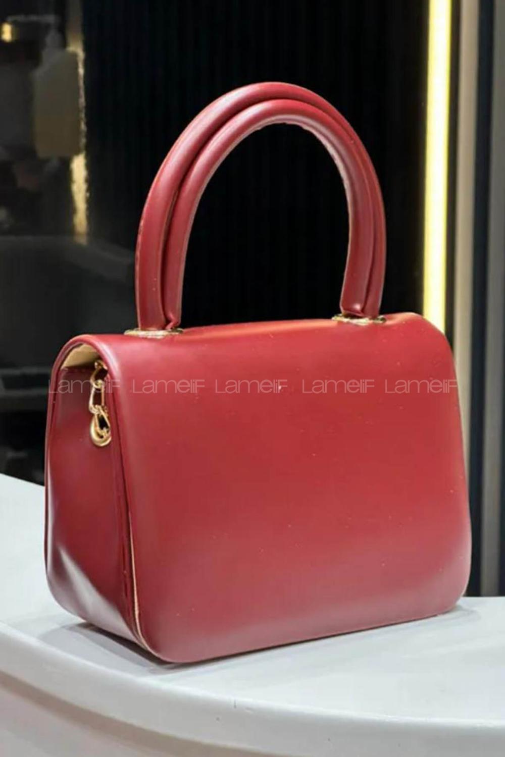 Claret Red With Suspenders Skin Hand Bag Bag