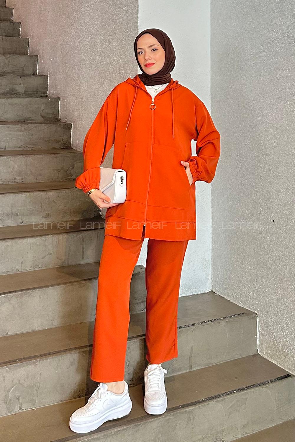 Tile Hood Neck Long Arm Without Accessories Cotton Regular Trousers Comfortable Suit