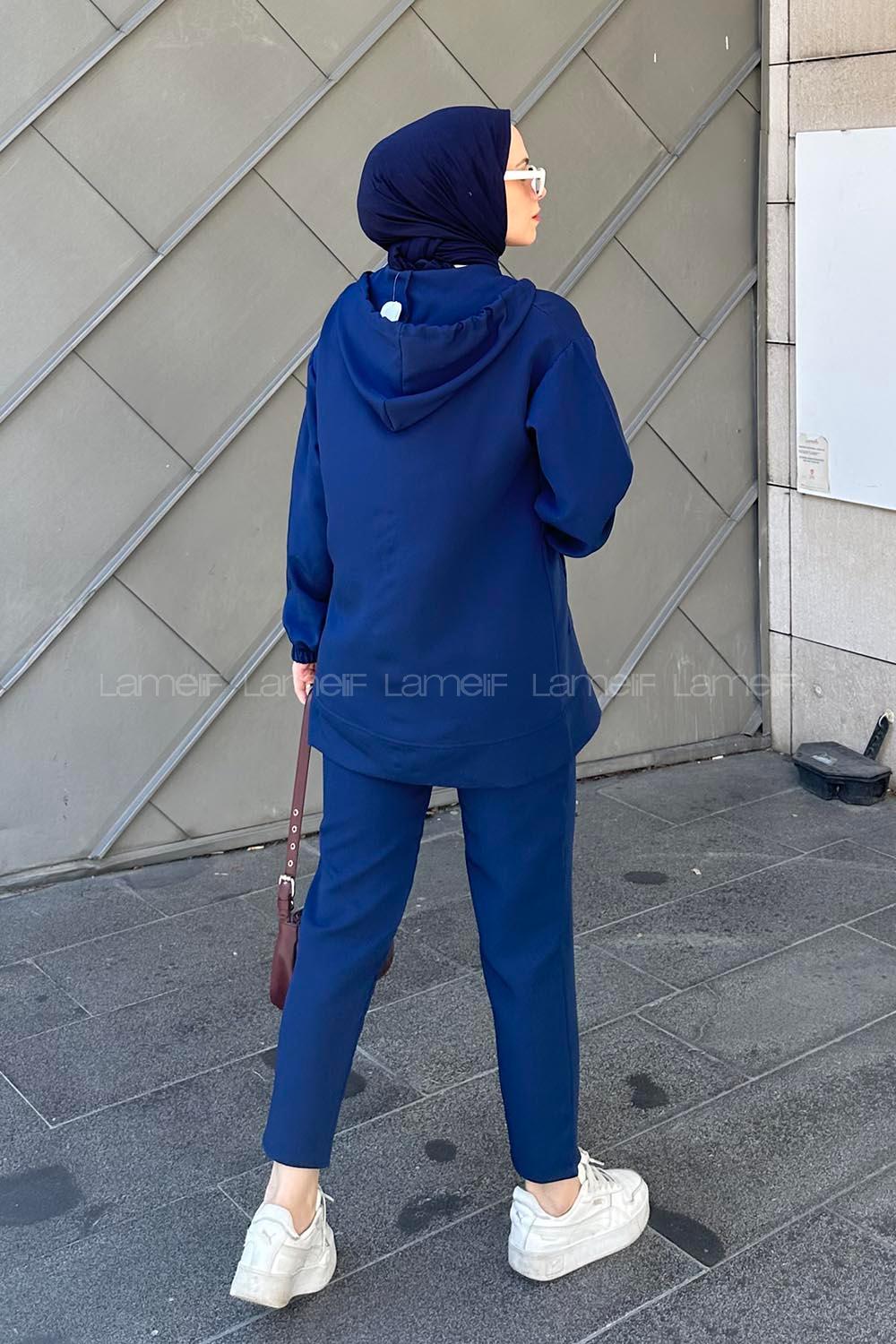 Lamelif Bonita Fermuarlı Tesettür Takım Lacivert