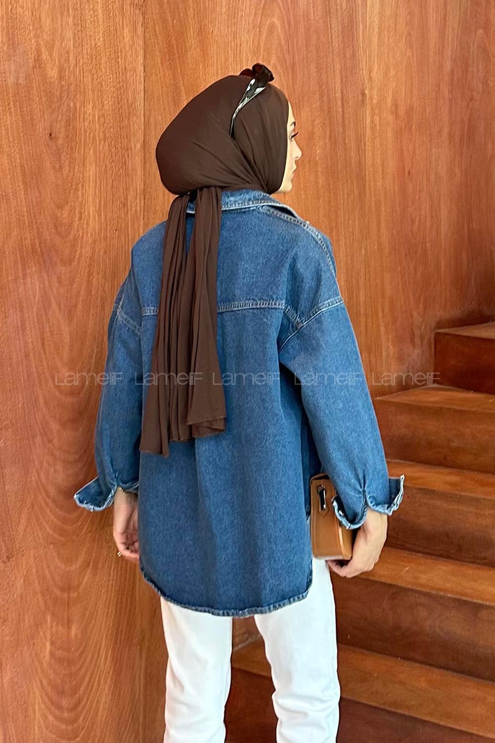 Lamelif Çift Cep Kapak Detaylı Ceket Koyu Mavi