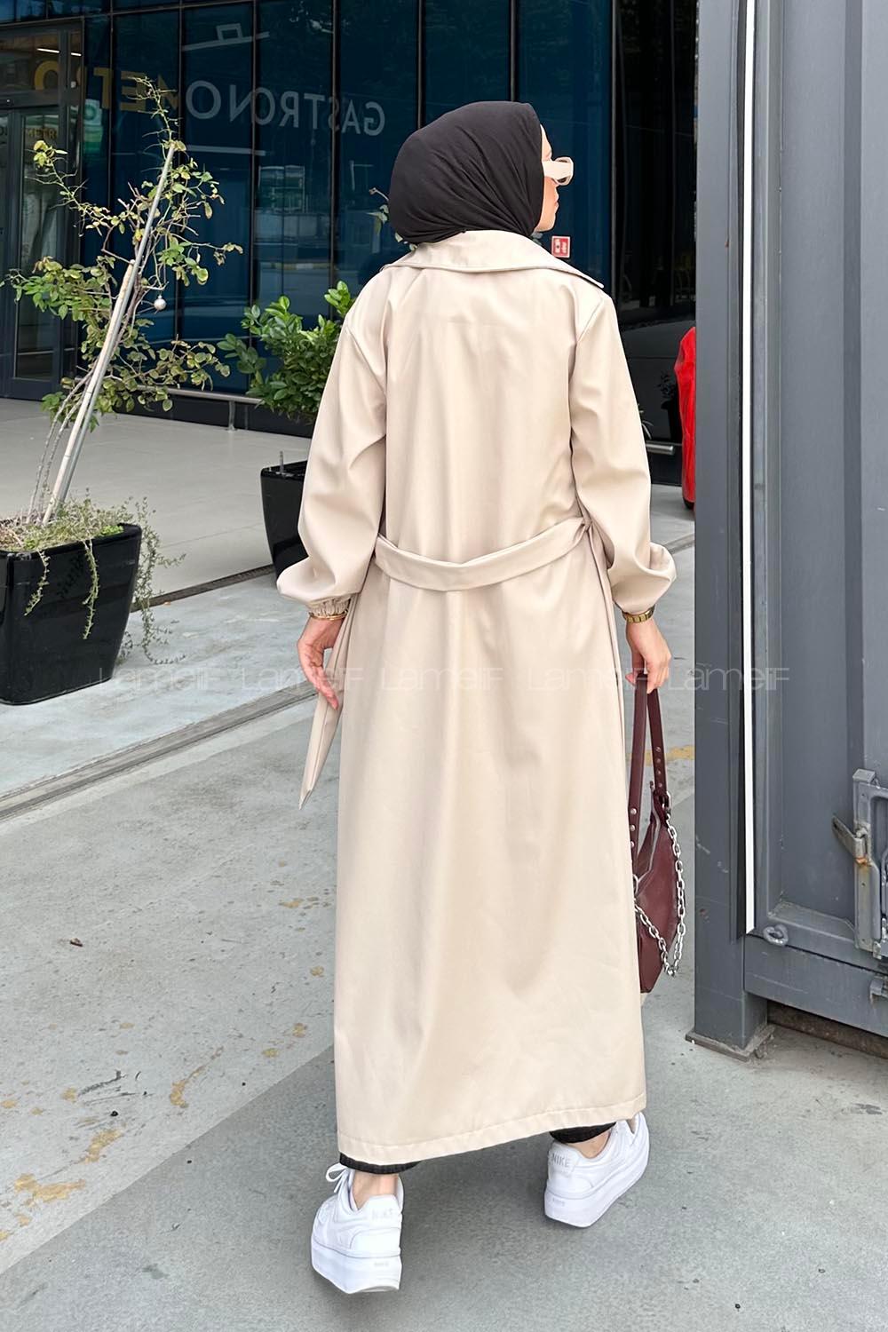 Lamelif Düğmeli Trençkot Bej