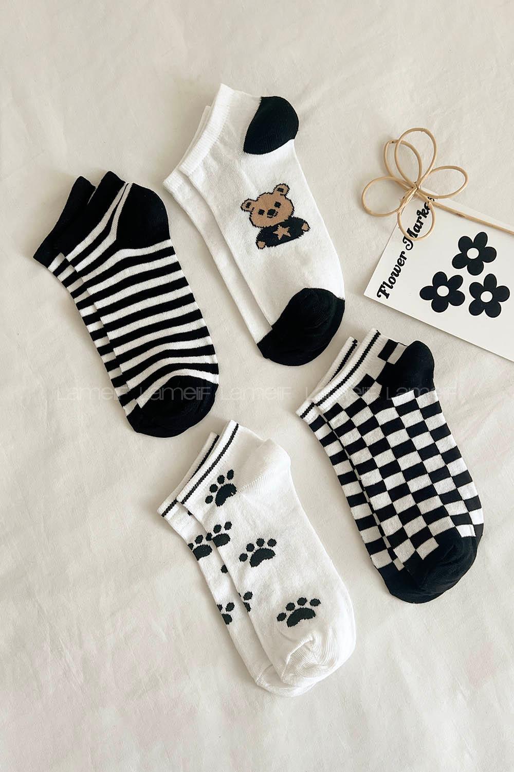 Lamelif 4lü Neşeli Patik Çorap