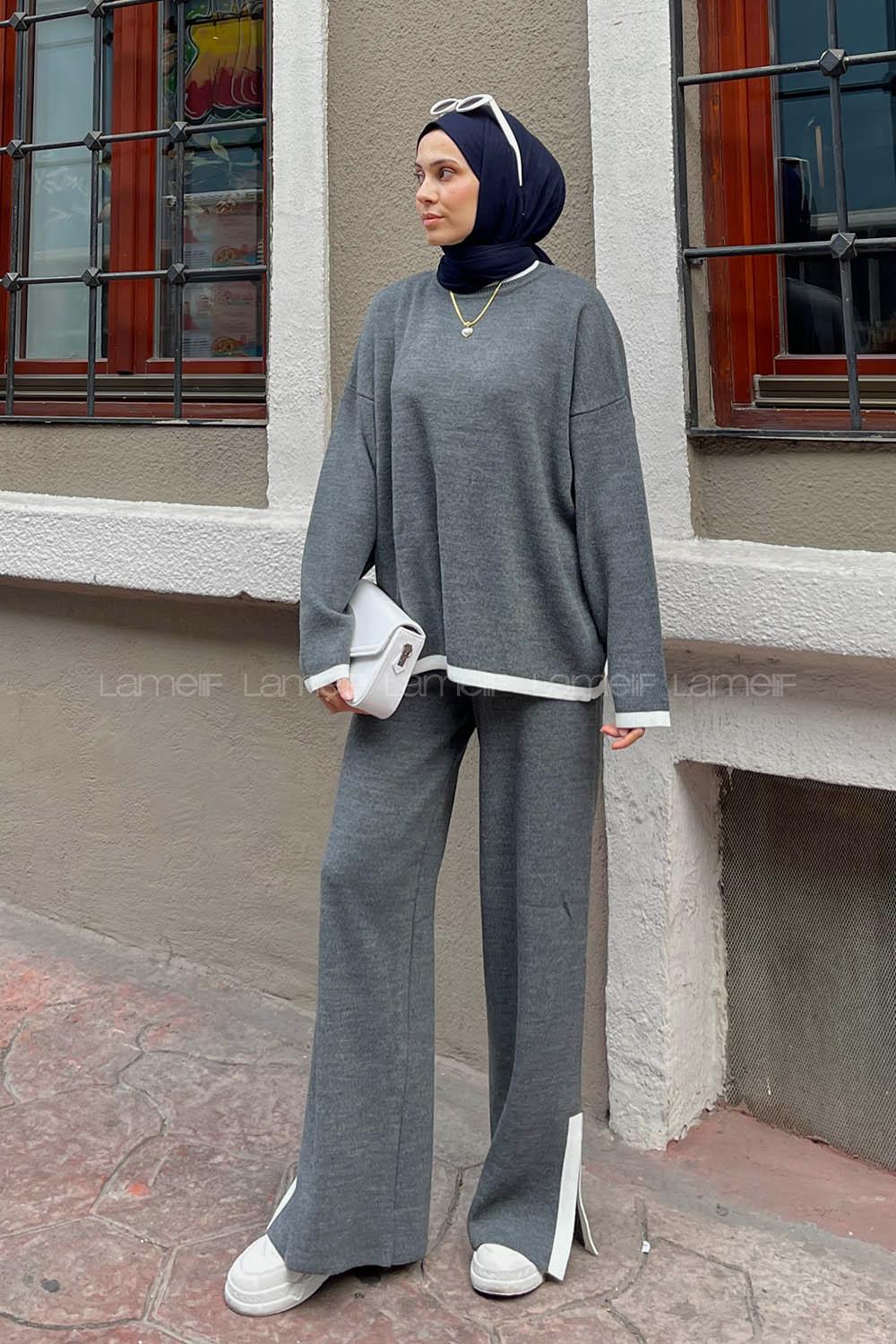 Anthracite Medium Crew Neck Long Arm Knitwear Comfortable Suit
