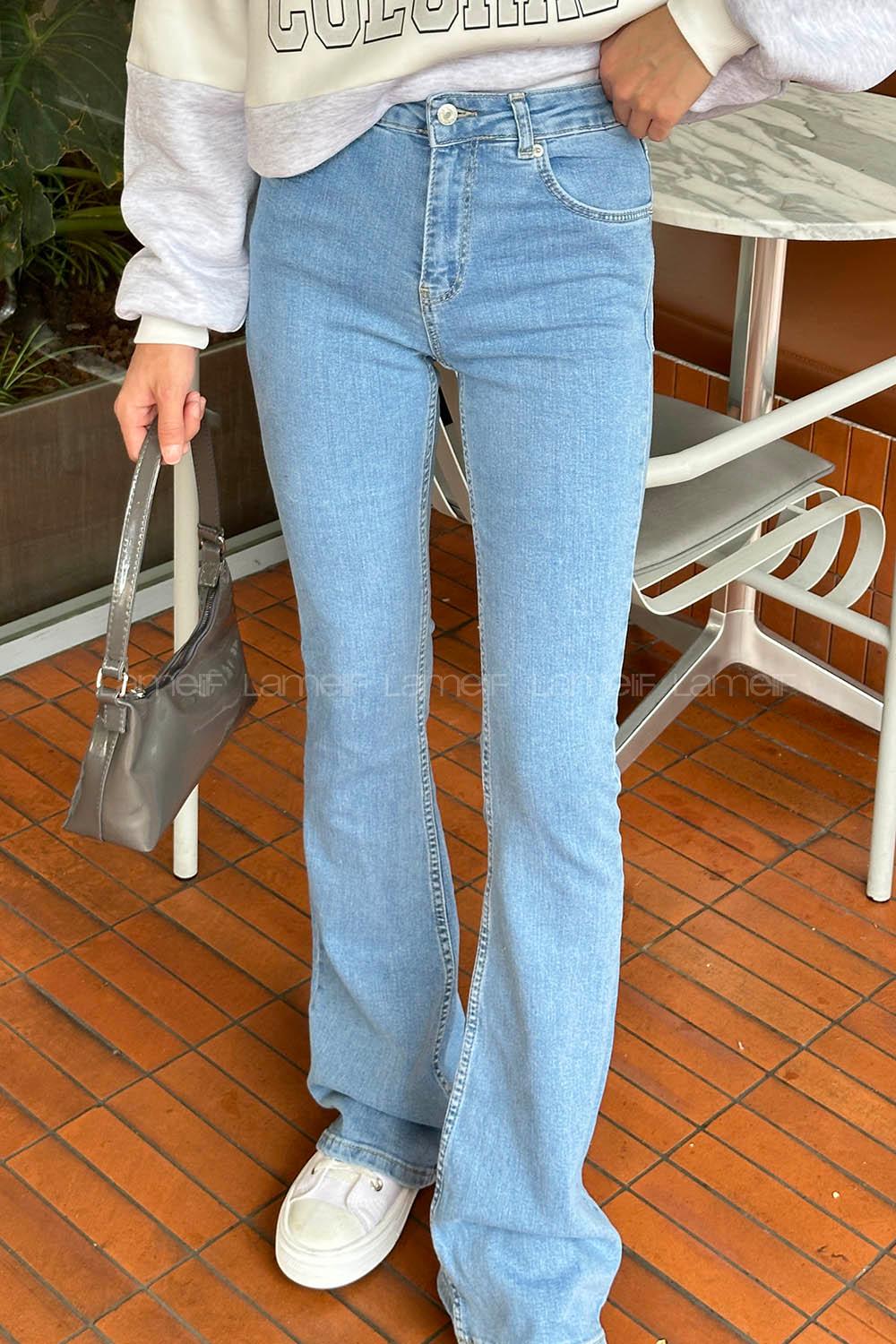 Light Blue Denim High Waist Denim Pants
