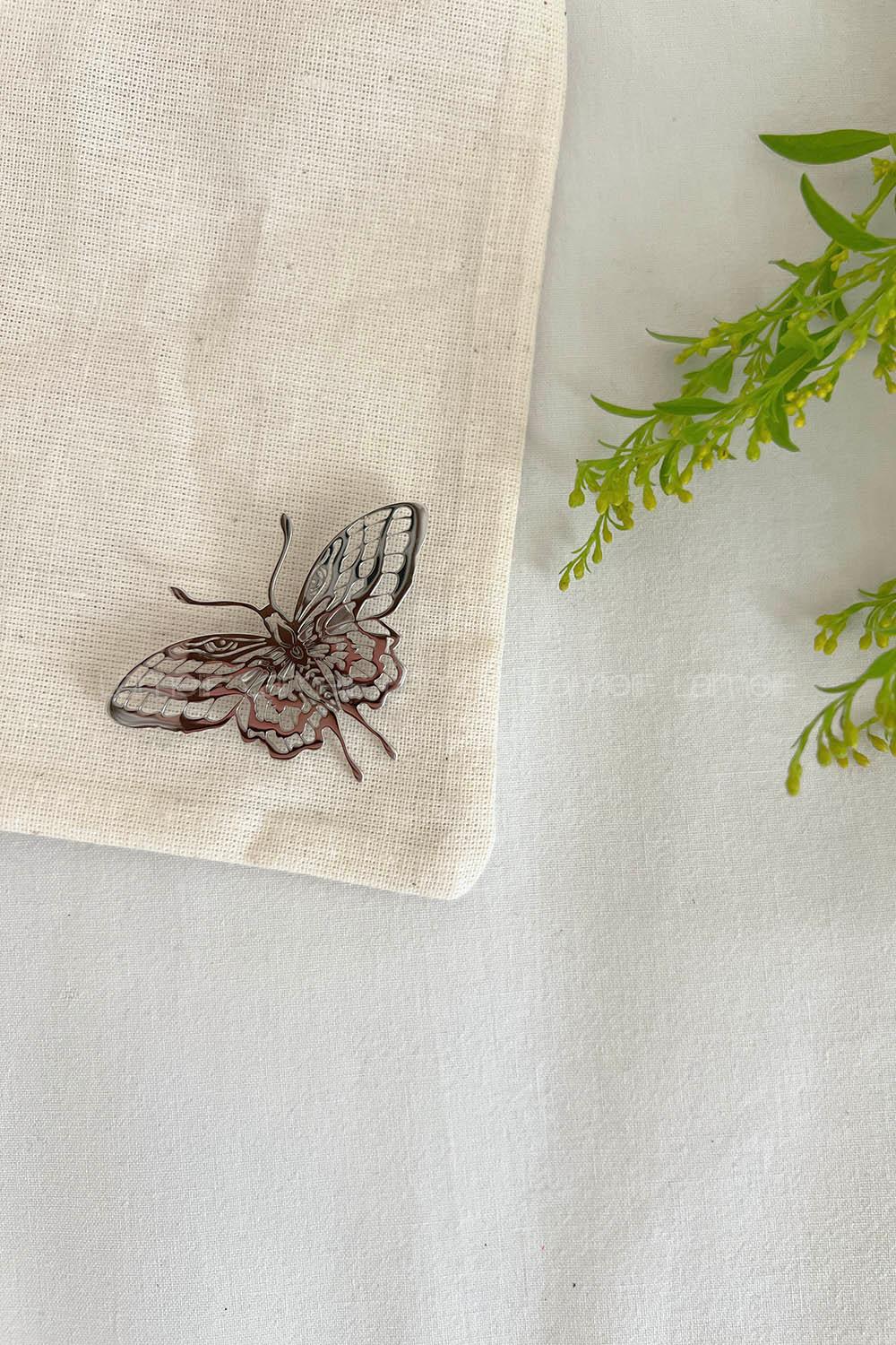 Lamelif Gümüş Kelebek Demir Broş