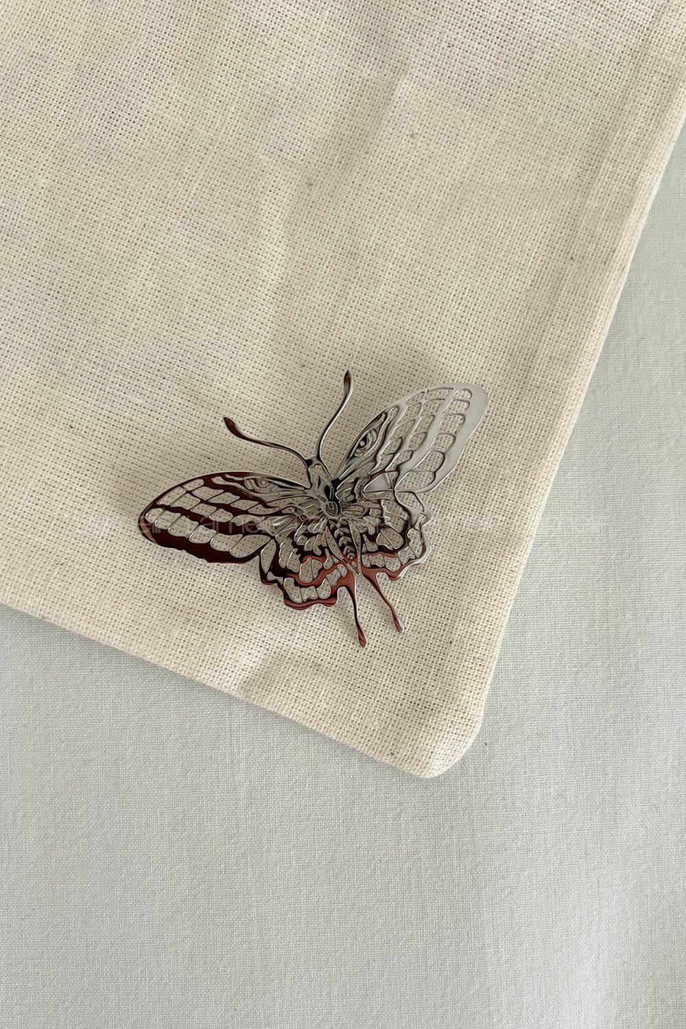 Lamelif Gümüş Kelebek Demir Broş