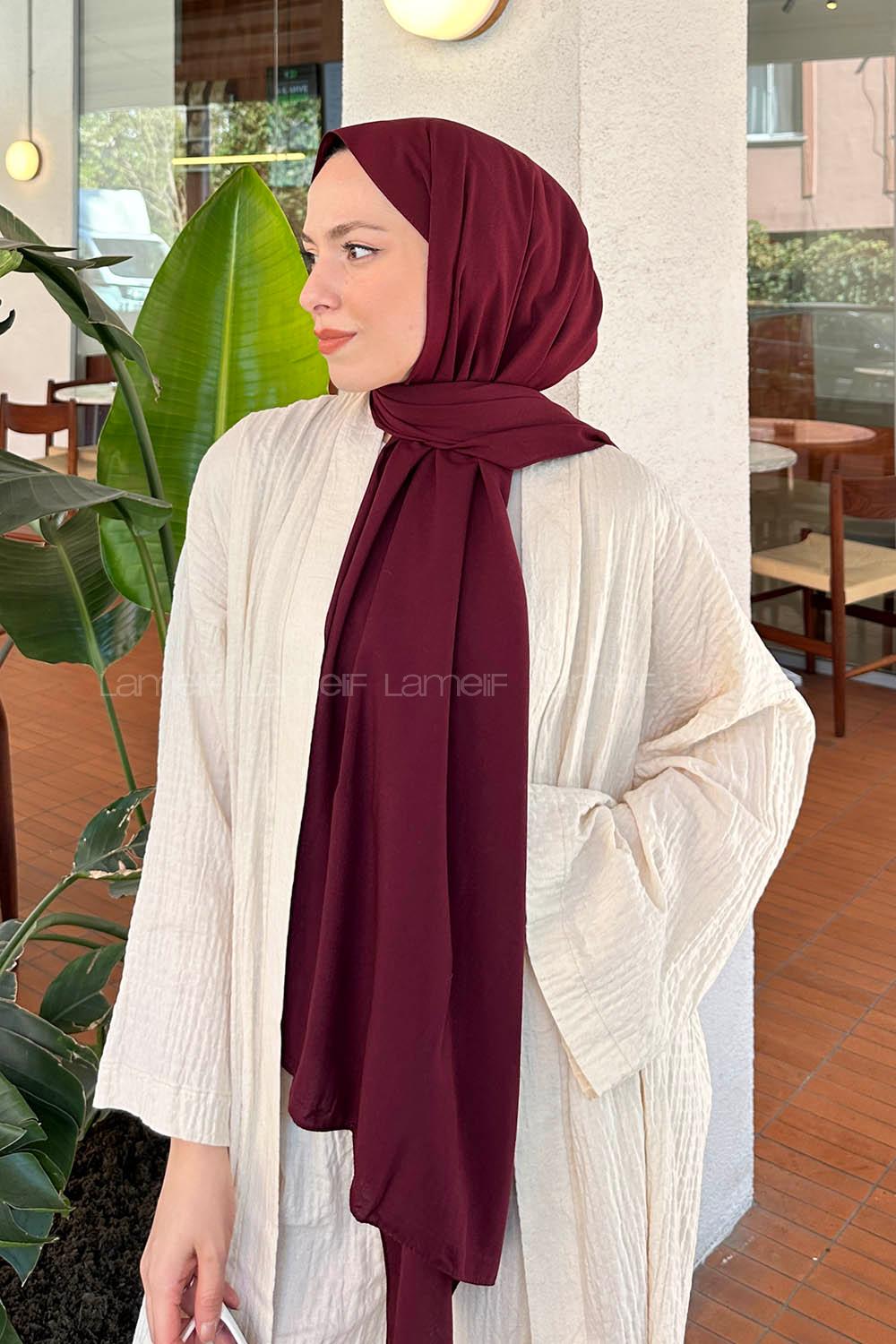 Lamelif Keten Şal Acı Bordo