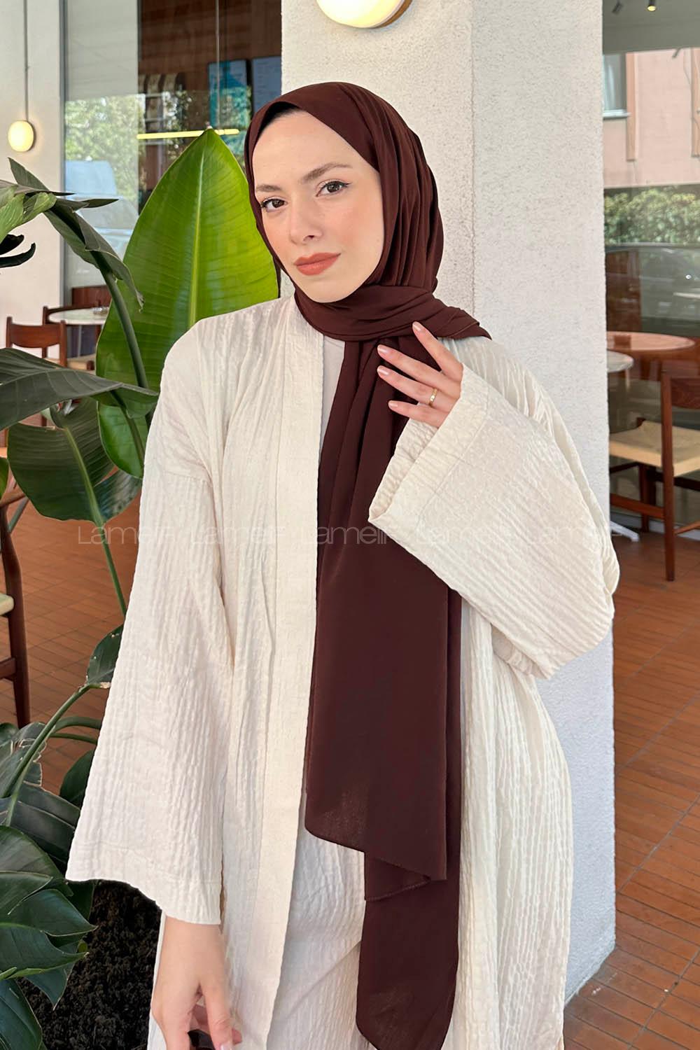 Bitter Brown Linen Straight Shawl